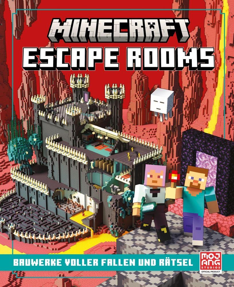 Vorderes Coverbild Minecraft Escape Rooms. Bauwerke voller Fallen und Rätsel