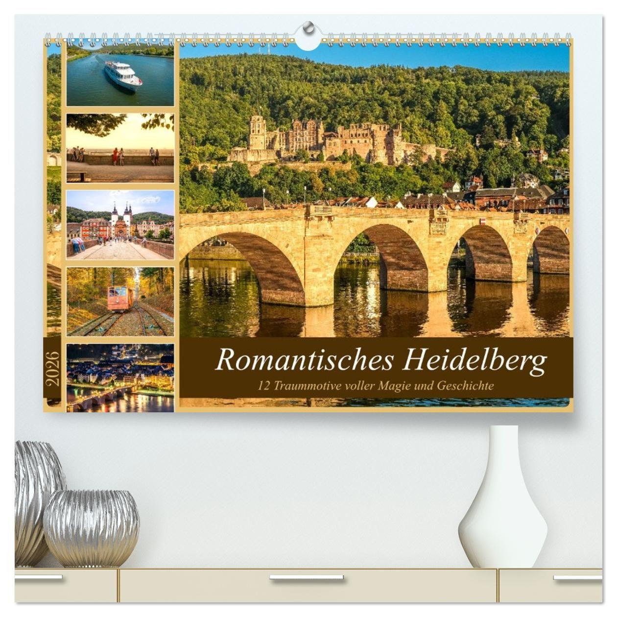Vorderes Coverbild Romantisches Heidelberg - 12 Traummotive voller Magie und Geschichte (hochwertiger Premium Wandkalender 2026 DIN A2 quer), Kunstdruck in Hochglanz
