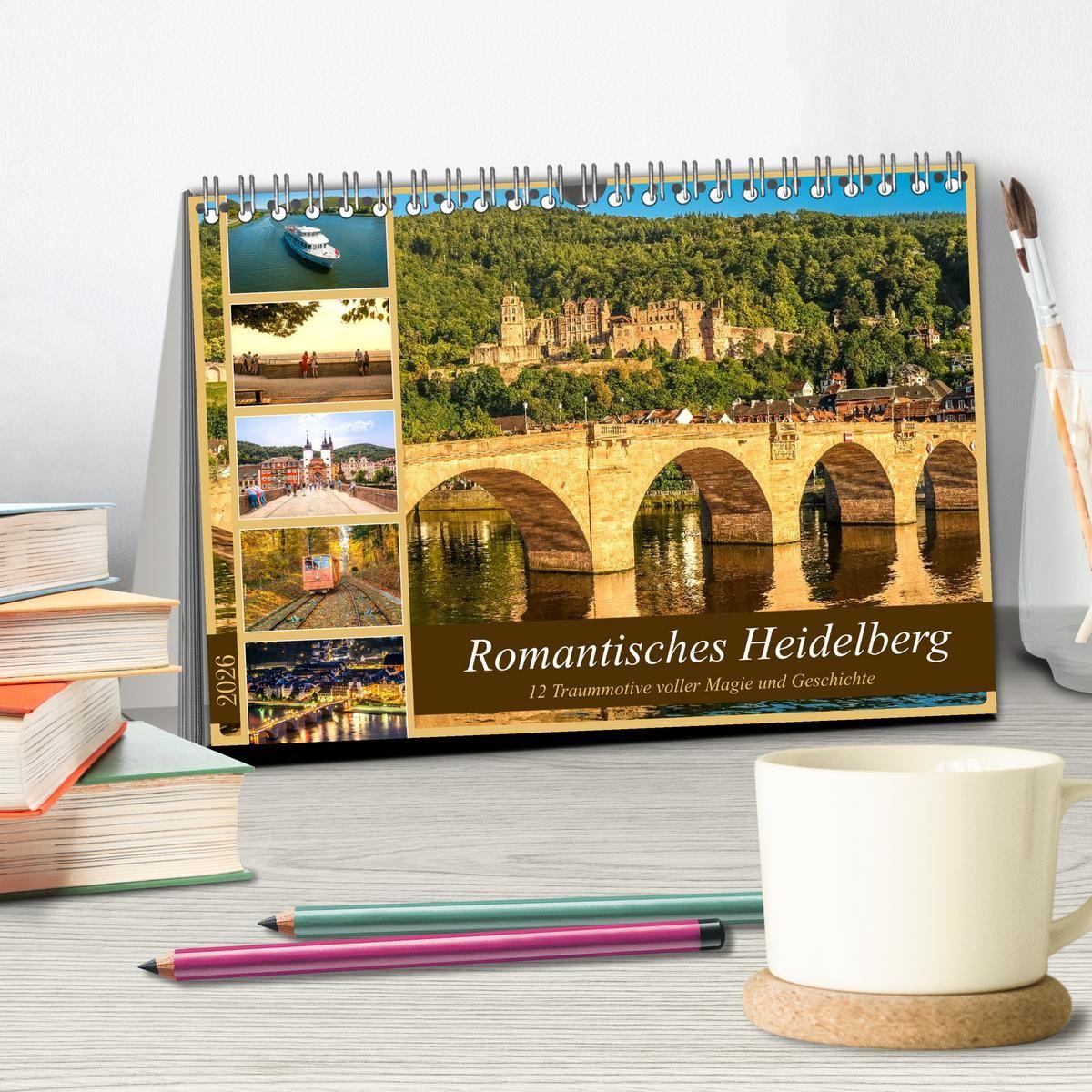 Beispielinhalt (Bild) Romantisches Heidelberg - 12 Traummotive voller Magie und Geschichte (Tischkalender 2026 DIN A5 quer), CALVENDO Monatskalender