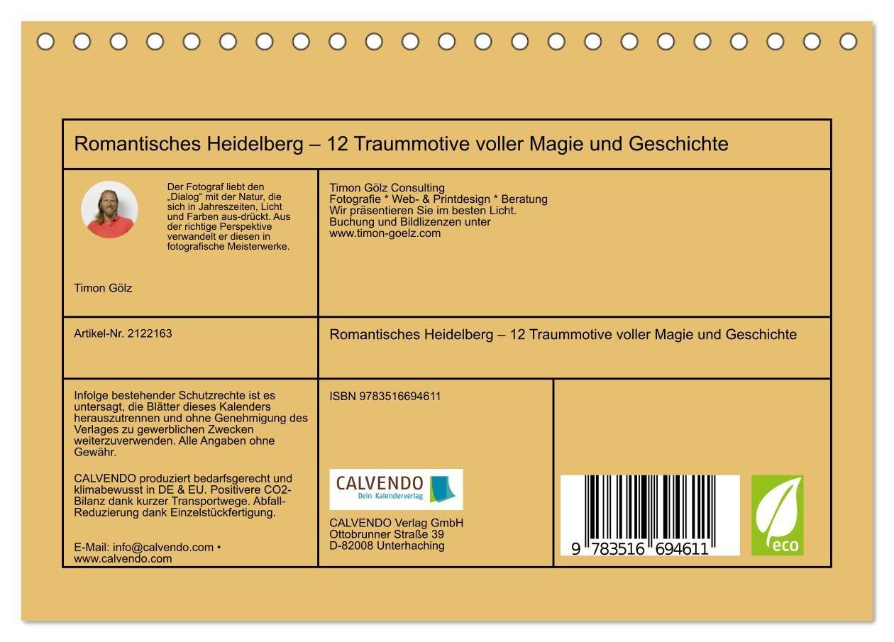 Beispielinhalt (Bild) Romantisches Heidelberg - 12 Traummotive voller Magie und Geschichte (Tischkalender 2026 DIN A5 quer), CALVENDO Monatskalender