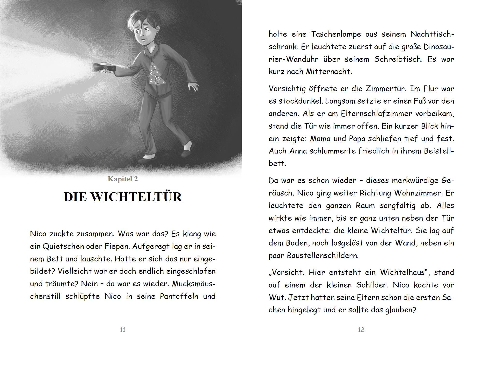 Beispielinhalt (Bild) Wichtel-Adventskalender-Buch | Eine magische Wichtelgeschichte für Kinder von 4 bis 10 Jahren | Nico und Flocke im Land der Wichtel | Zum Vorlesen & Selbstlesen im Advent | Für Erstleser