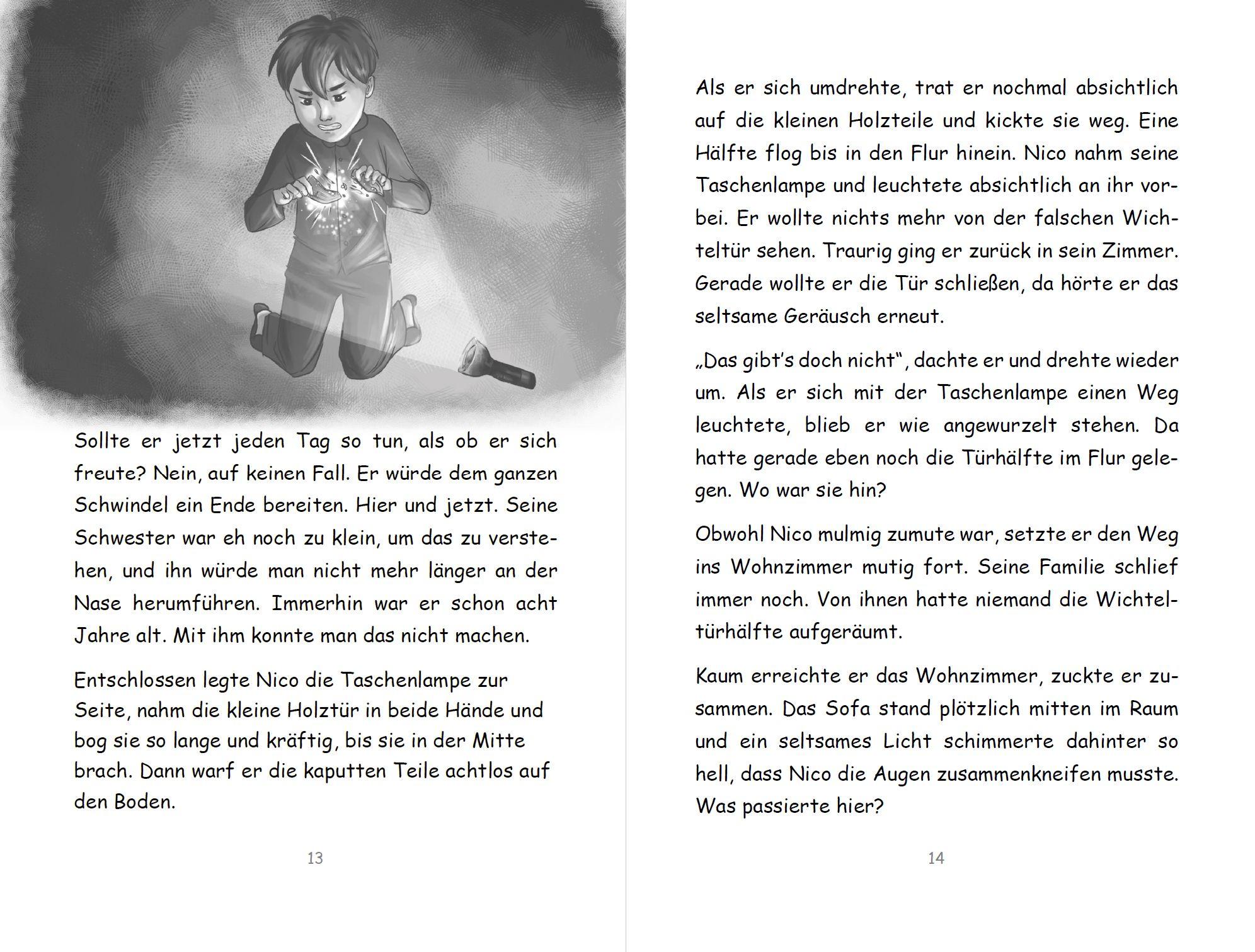 Beispielinhalt (Bild) Wichtel-Adventskalender-Buch | Eine magische Wichtelgeschichte für Kinder von 4 bis 10 Jahren | Nico und Flocke im Land der Wichtel | Zum Vorlesen & Selbstlesen im Advent | Für Erstleser