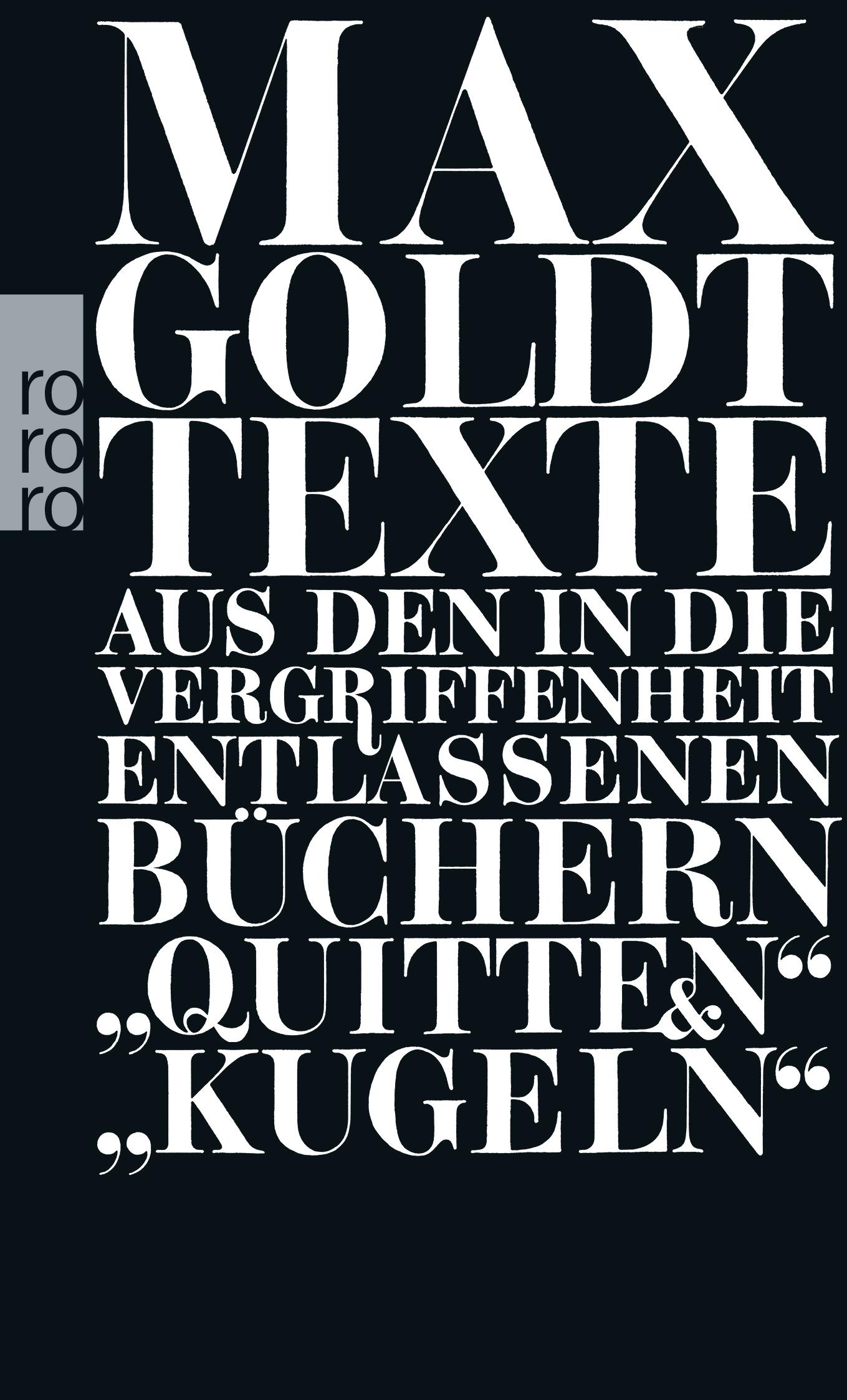 Vorderes Coverbild Texte aus den in die Vergriffenheit entlassenen Büchern "Quitten" und "Kugeln"