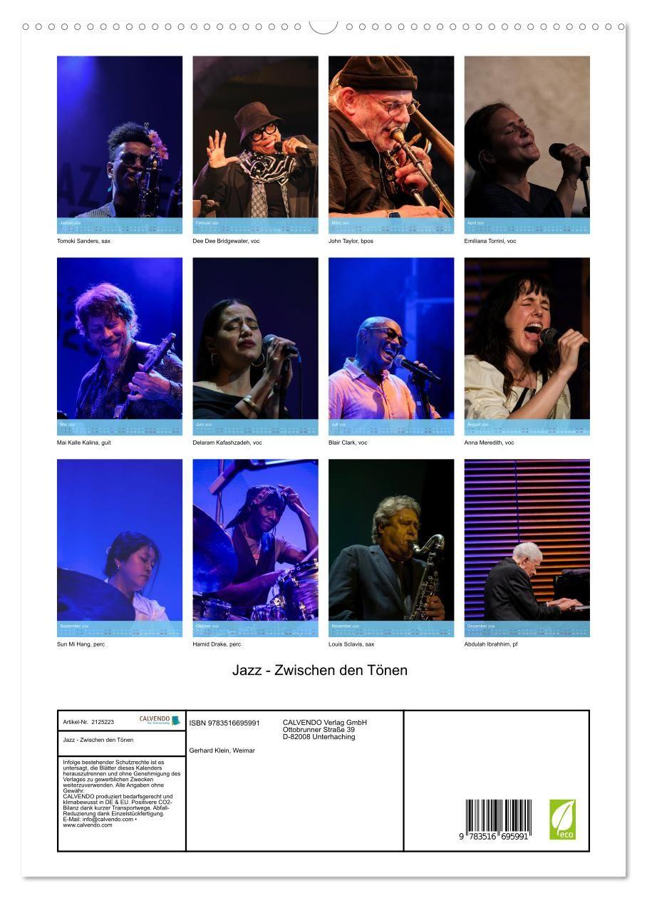 Beispielinhalt (Bild) Jazz - Zwischen den Tönen (hochwertiger Premium Wandkalender 2026 DIN A2 hoch), Kunstdruck in Hochglanz
