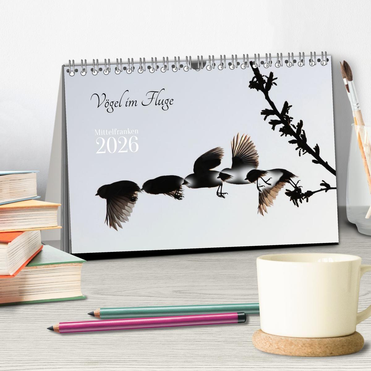 Beispielinhalt (Bild) Vögel im Fluge (Tischkalender 2026 DIN A5 quer), CALVENDO Monatskalender