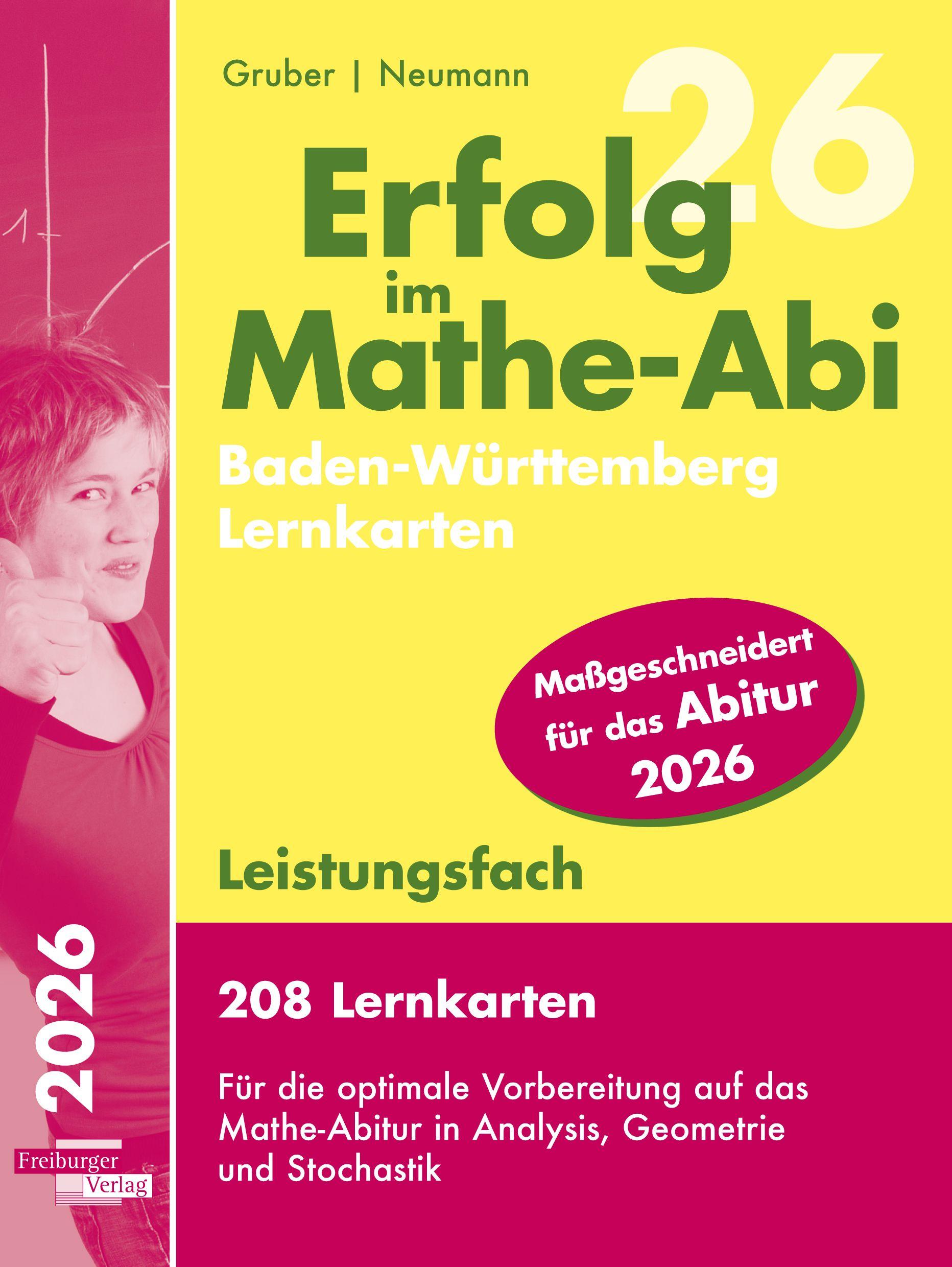 Vorderes Coverbild Erfolg im Mathe-Abi 2026, 208 Lernkarten Leistungsfach Allgemeinbildendes Gymnasium Baden-Württemberg