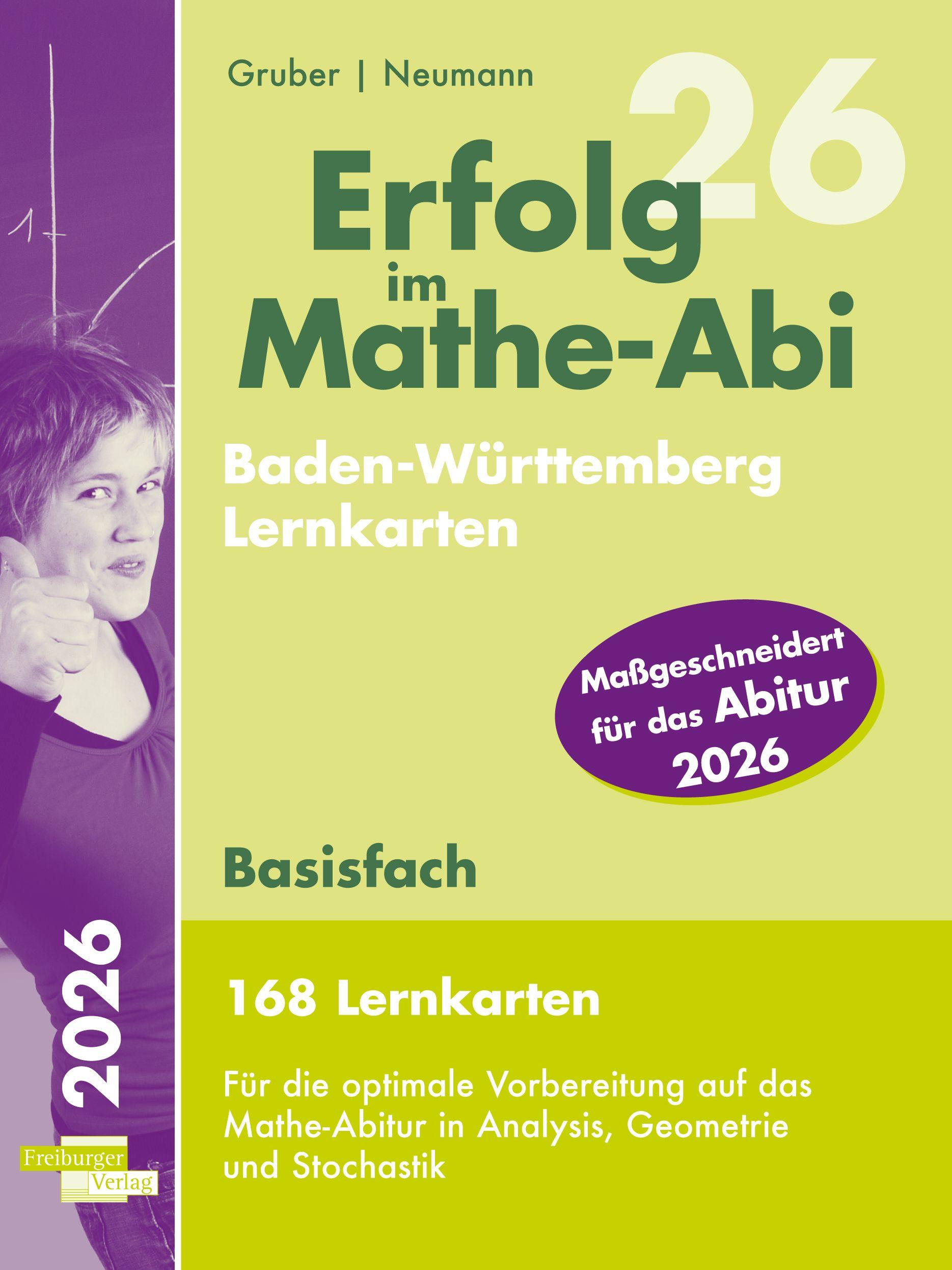 Vorderes Coverbild Erfolg im Mathe-Abi 2026, 168 Lernkarten Basisfach Allgemeinbildendes Gymnasium Baden-Württemberg