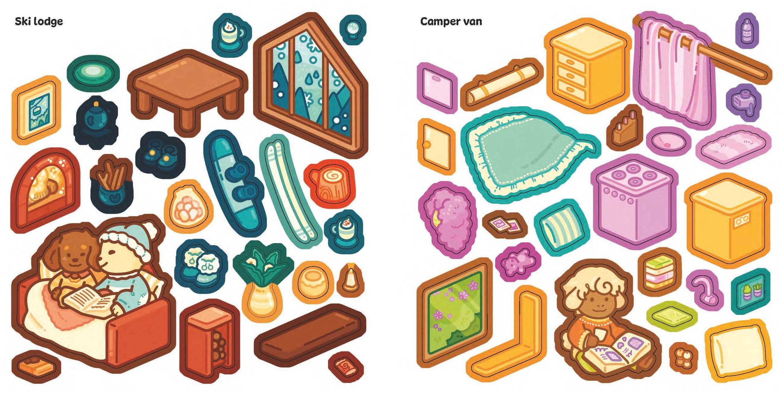 Beispielinhalt (Bild) Cute & Cozy Sticker Rooms: Cozy Getaways