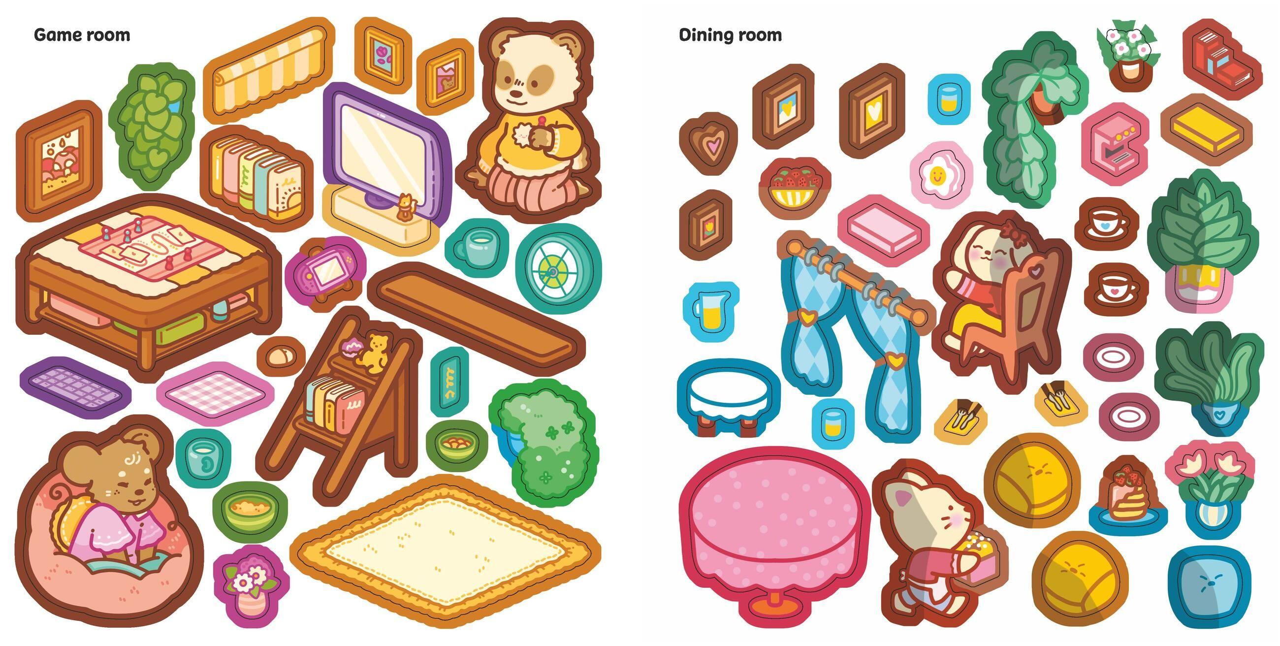 Beispielinhalt (Bild) Cute & Cozy Sticker Rooms: Happy Homes