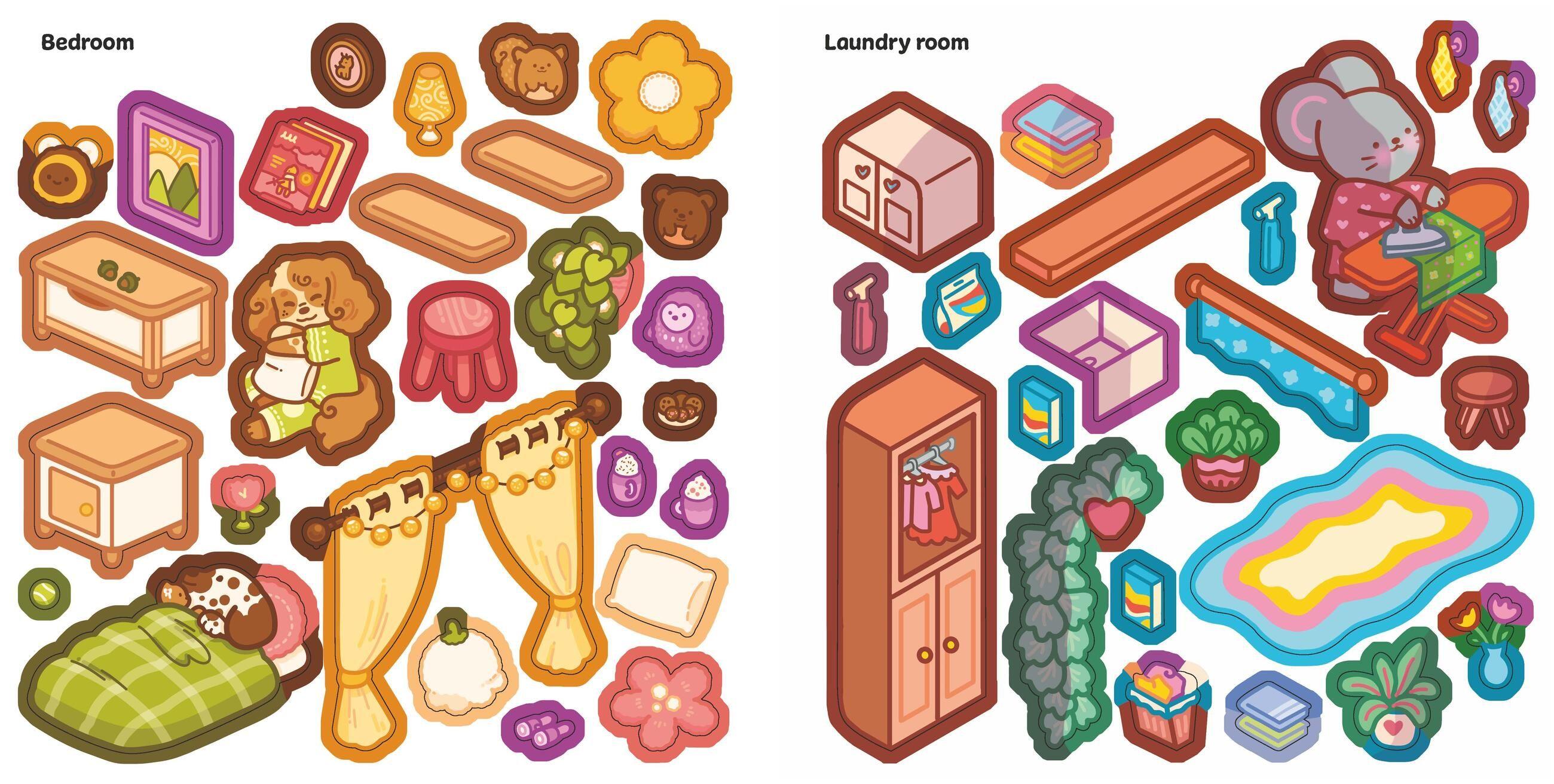 Beispielinhalt (Bild) Cute & Cozy Sticker Rooms: Happy Homes