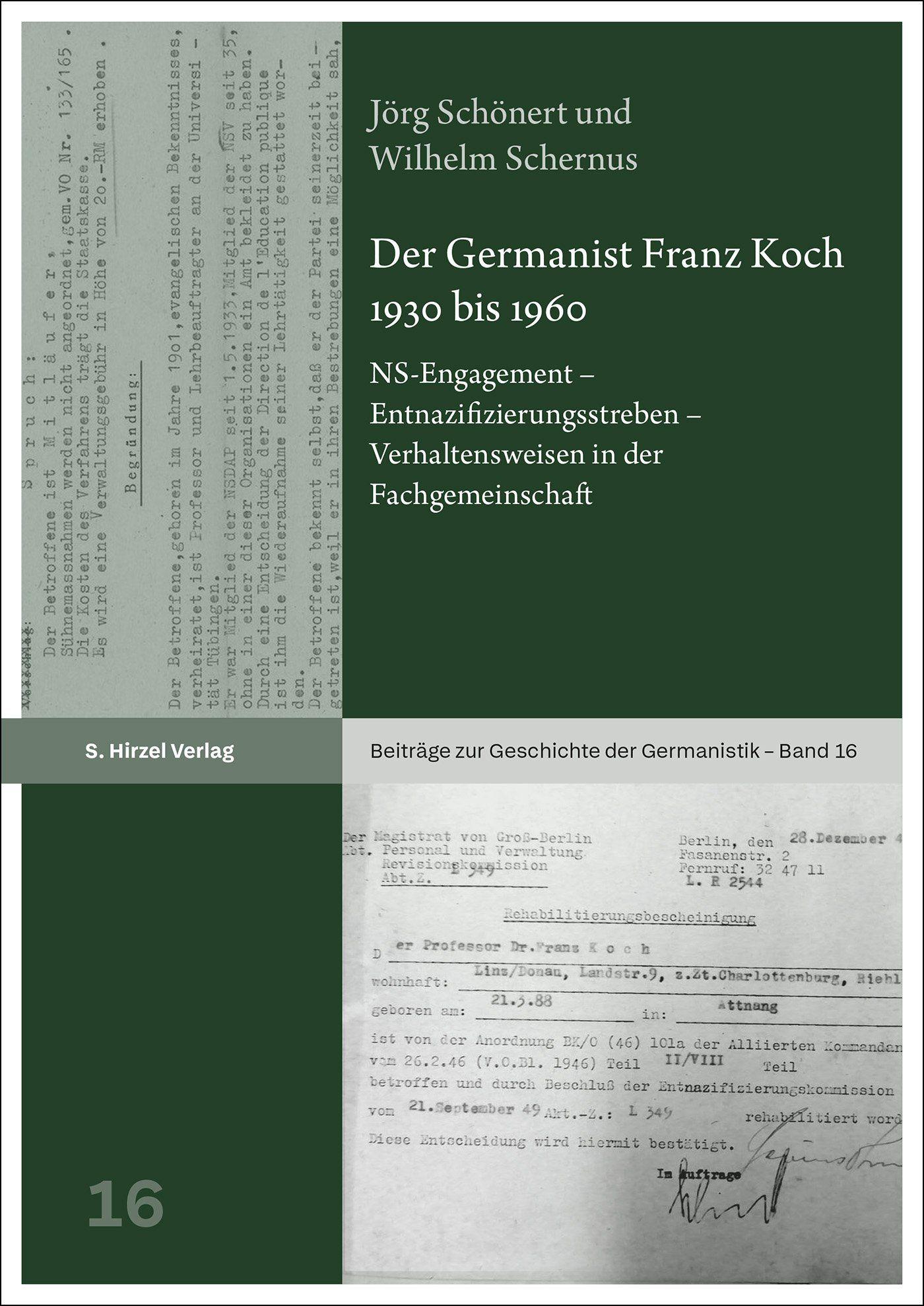 Vorderes Coverbild Der Germanist Franz Koch 1930 bis 1960
