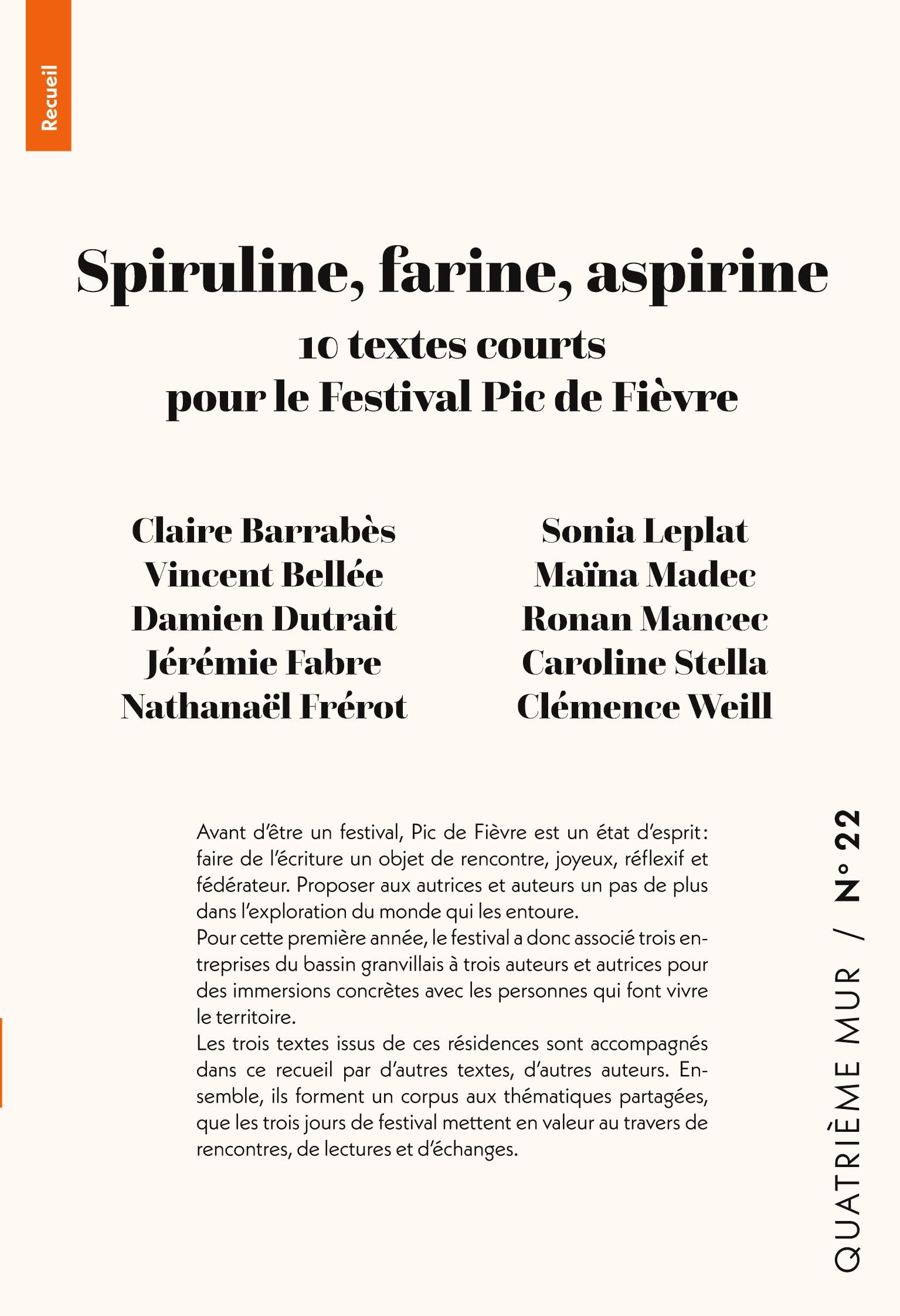 Vorderes Coverbild Spiruline, farine, aspirine