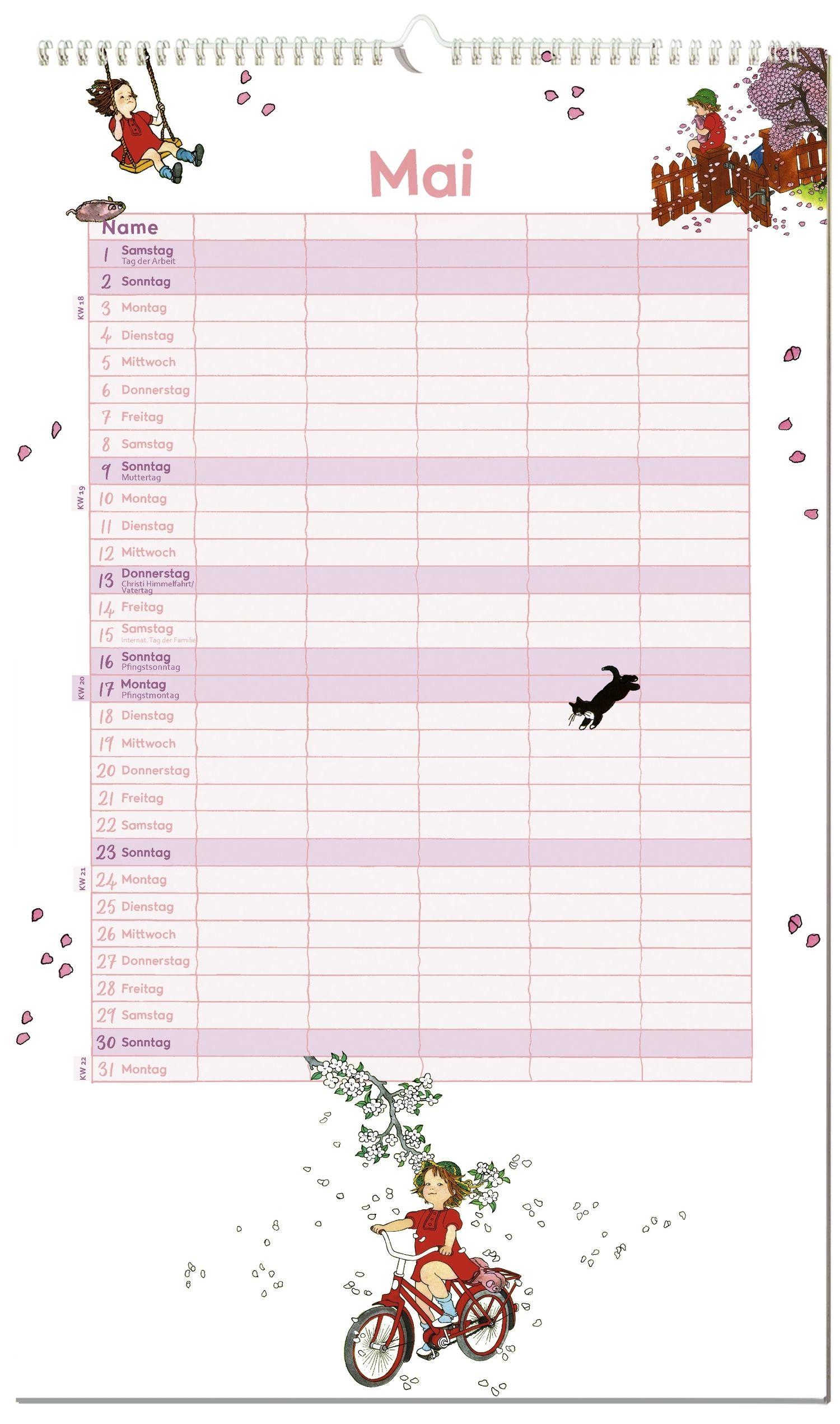 Beispielinhalt (Bild) Astrid Lindgren Familienkalender 2027