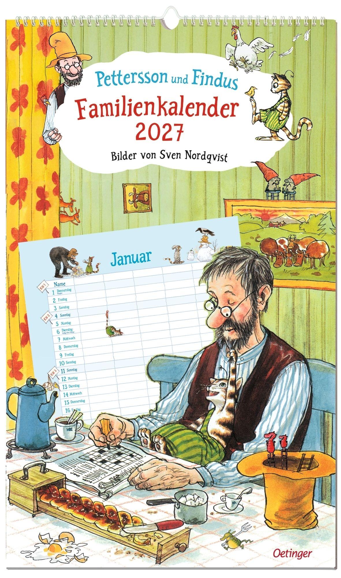 Vorderes Coverbild Pettersson und Findus. Familienkalender 2027