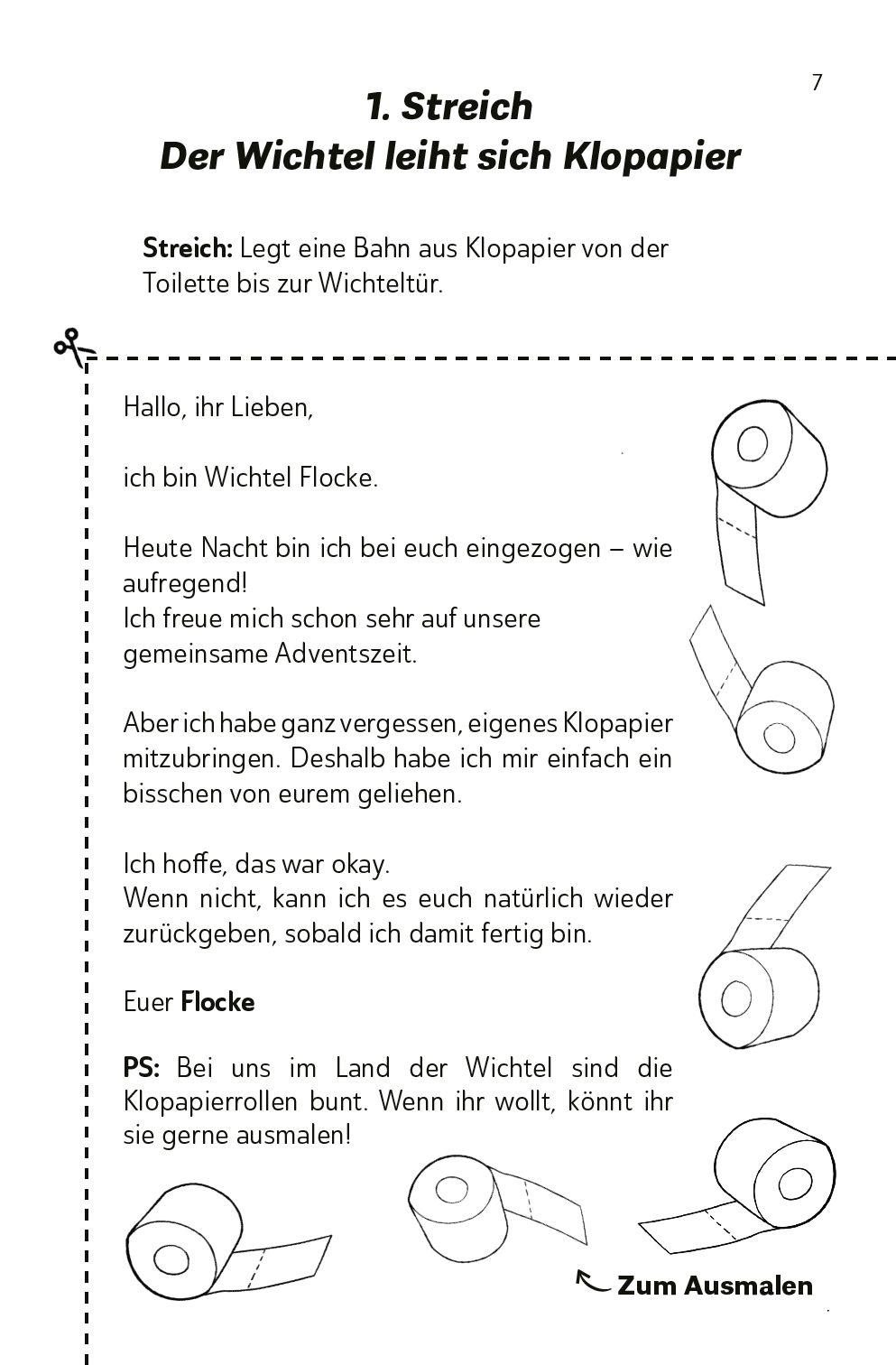 Beispielinhalt (Bild) Die lustigsten Wichtelbriefe für Kinder | Zum Ausschneiden & sofort Verwenden | Interaktives Adventskalender-Buch mit Wichtelstreichen für die Wichteltür & Mitmach-Elementen | Für Erstleser und Grundschüler ab der 1. Klasse