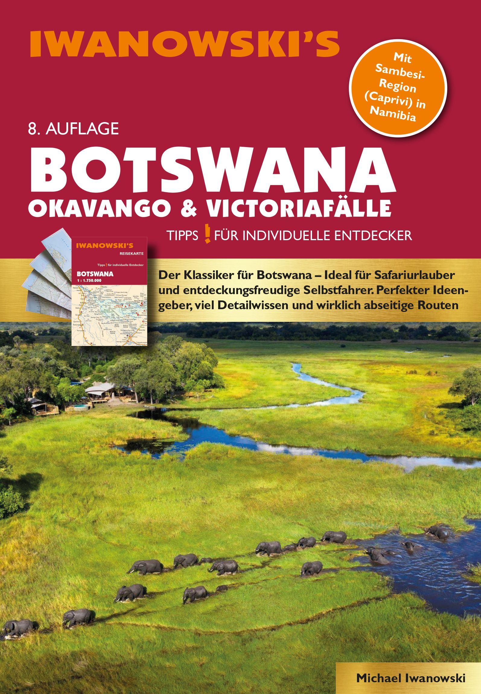 Vorderes Coverbild Botswana - Okavango & Victoriafälle - Reiseführer von Iwanowski