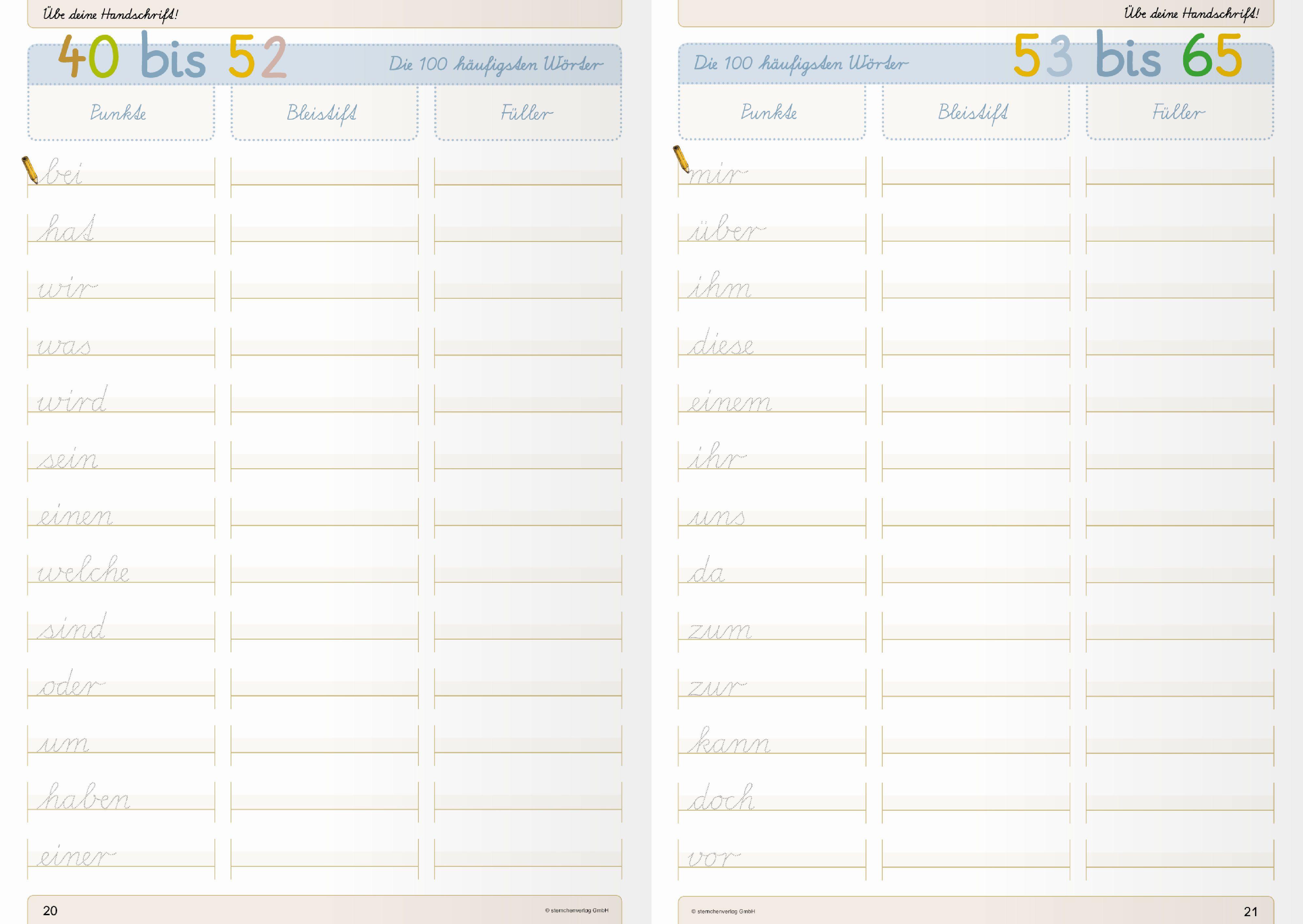 Beispielinhalt (Bild) Ich kann die Schreibschrift - Schulausgangsschrift SAS - Übungsheft zu den Buchstabenverbindungen