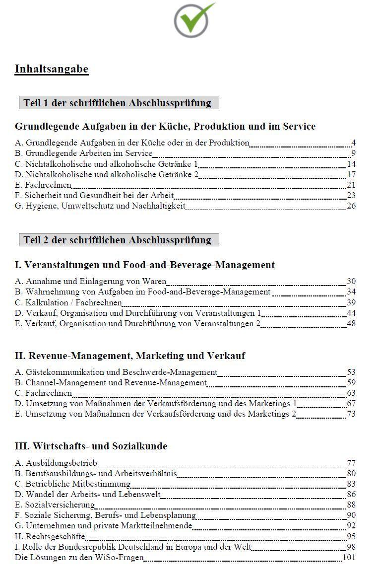 Beispielinhalt (Bild) Top-Prüfung Hotelfachfrau / Hotelfachmann