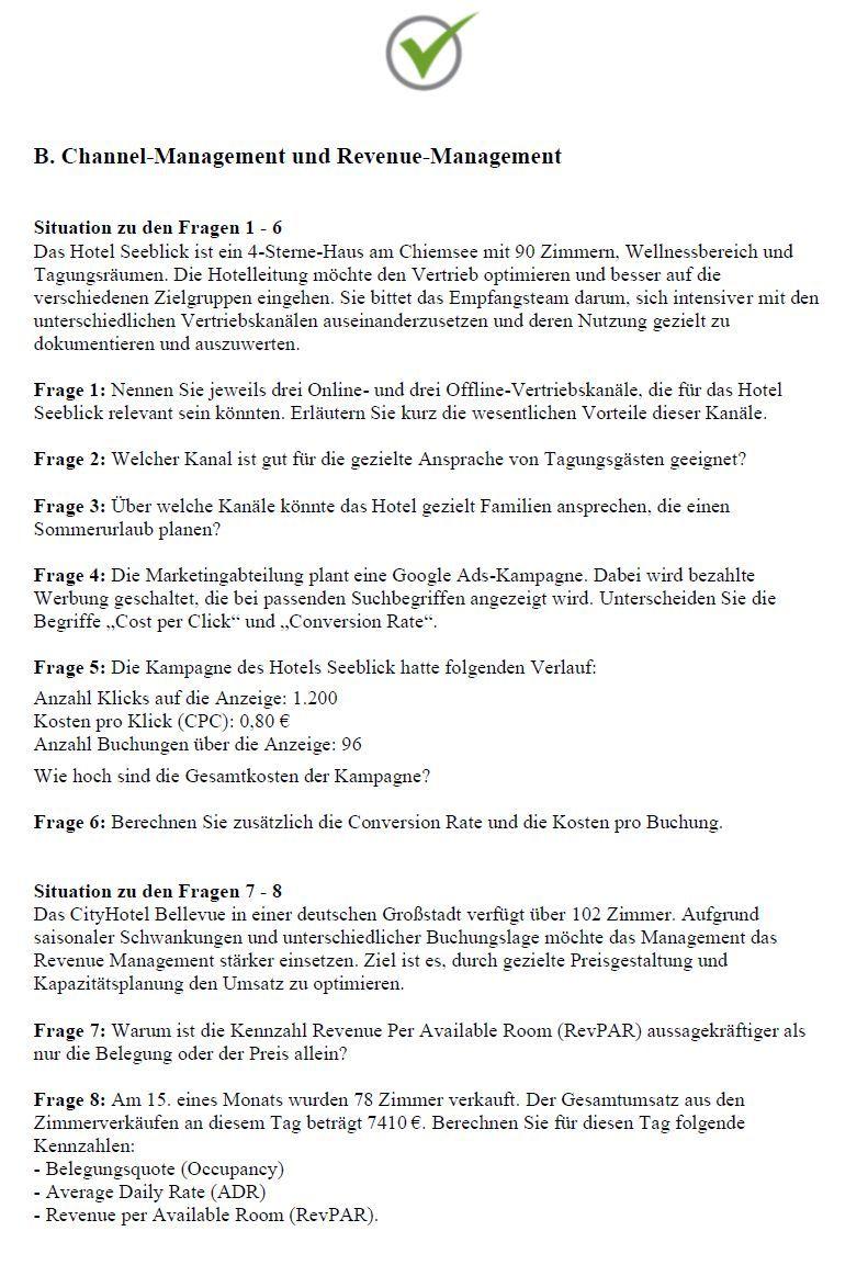 Beispielinhalt (Bild) Top-Prüfung Hotelfachfrau / Hotelfachmann