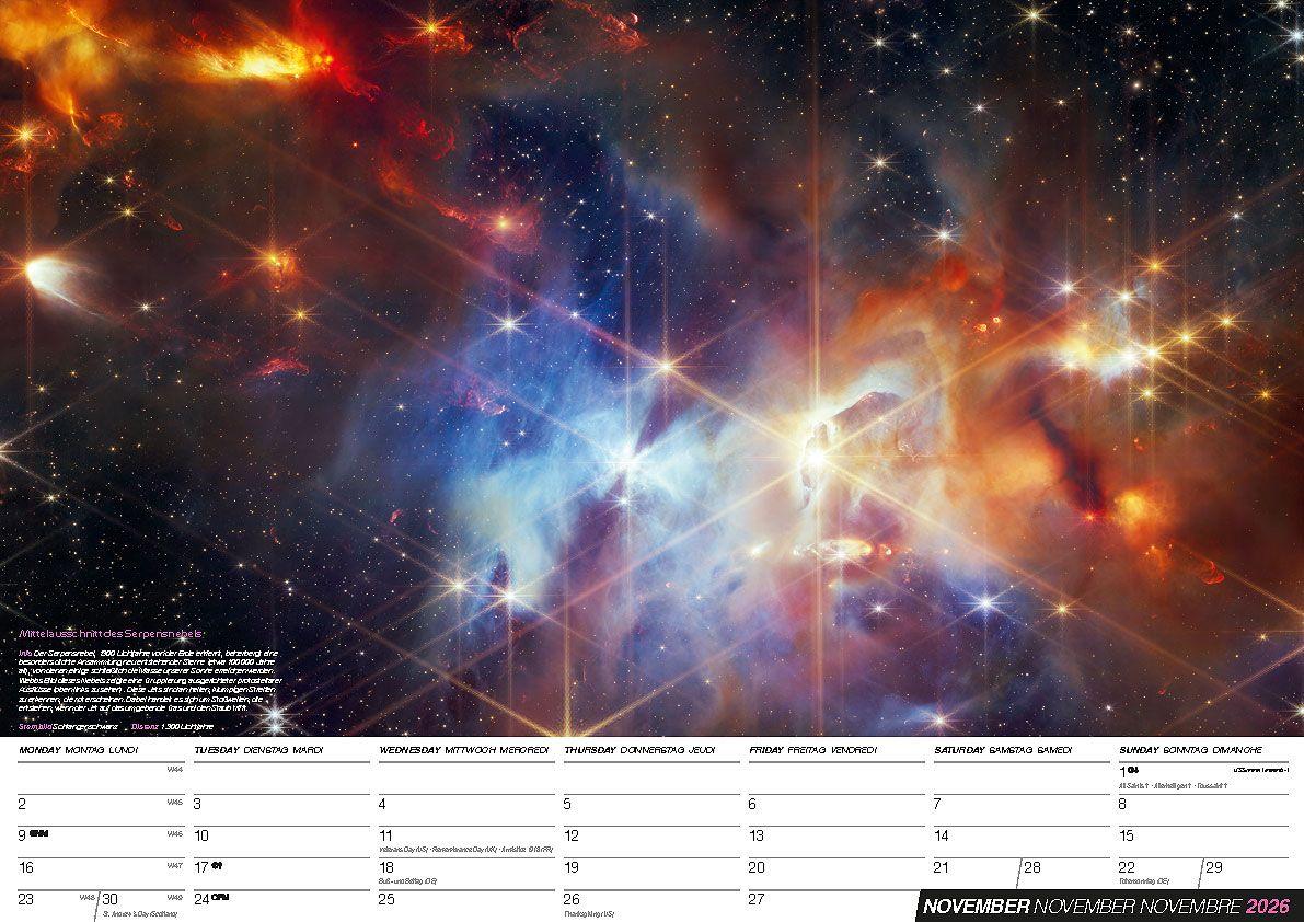 Beispielinhalt (Bild) NASA Astronomie: Faszination Weltall - Weltraum Kalender 2026 - Galaxien, Sterne, Planeten, Universum