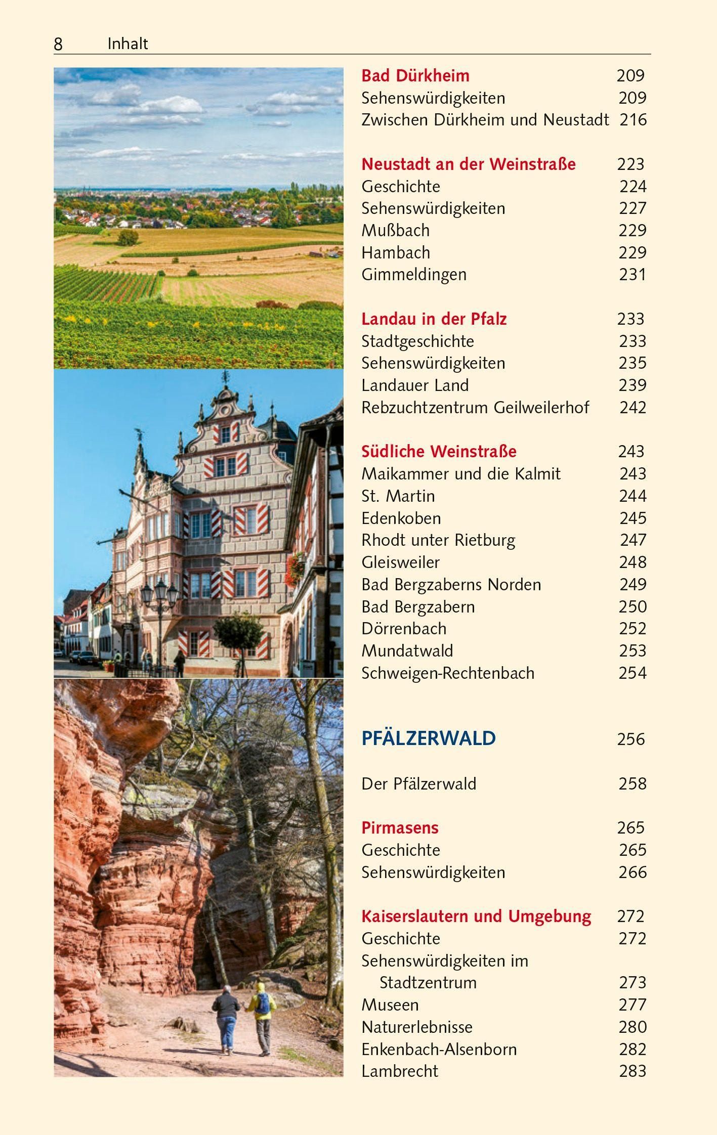 Beispielinhalt (Bild) TRESCHER Reiseführer Pfalz