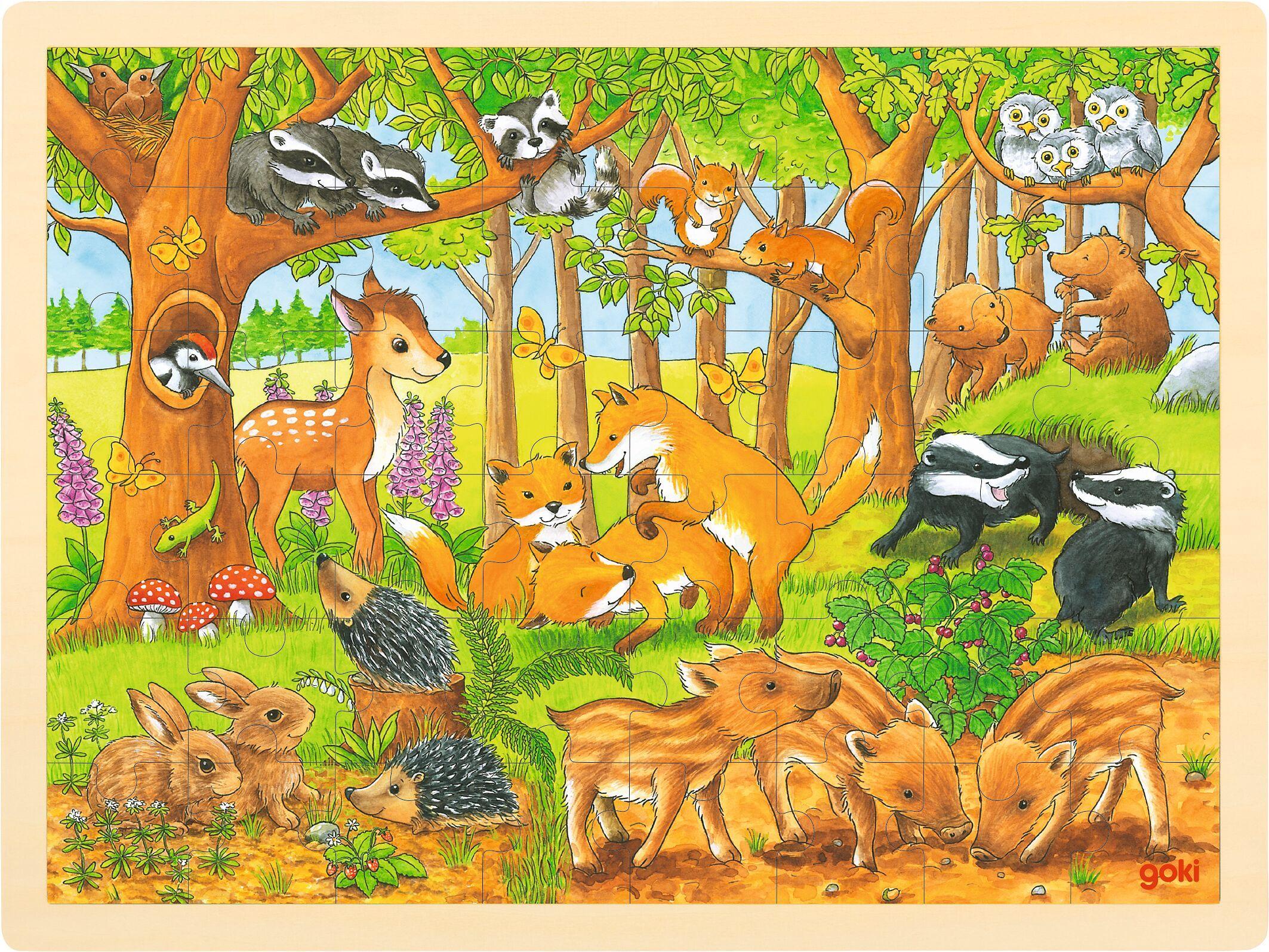 Vorderes Coverbild Einlegepuzzle Tierkinder im Wald