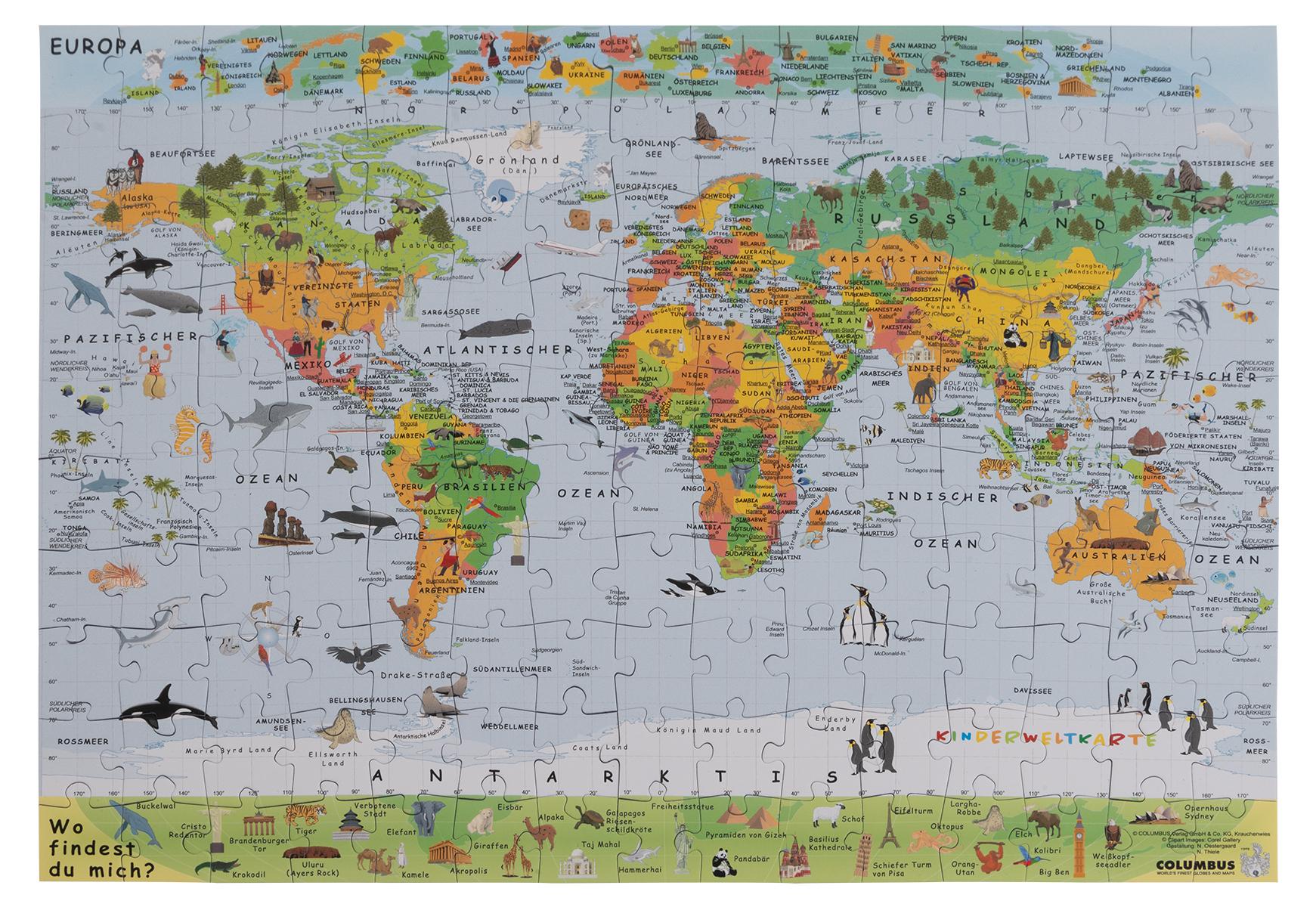 Vorderes Coverbild Die Kinderweltkarte als Puzzle