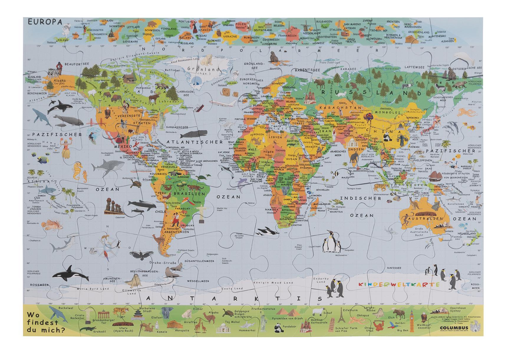 Vorderes Coverbild Die Kinderweltkarte als Puzzle