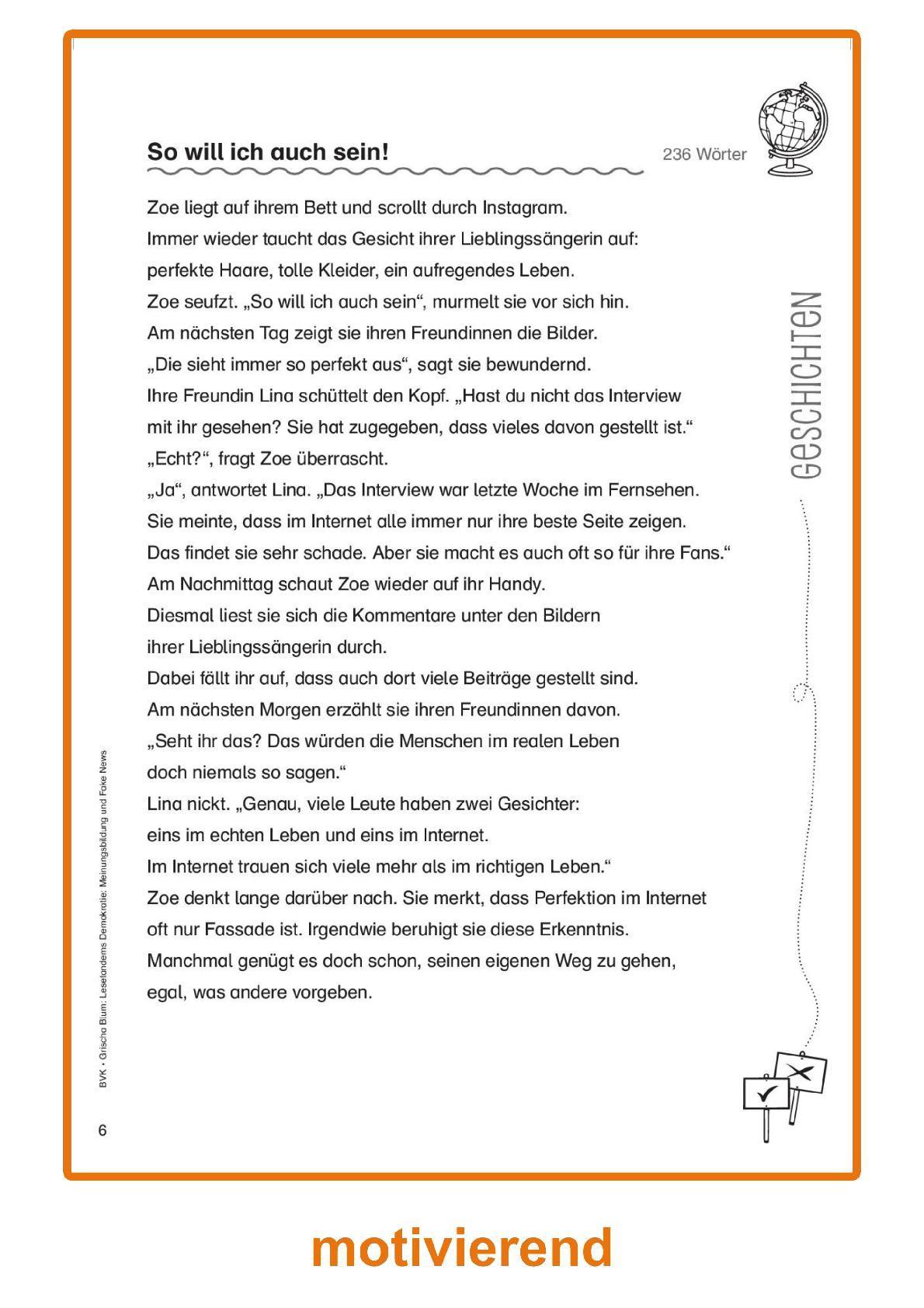 Beispielinhalt (Bild) Lesetandems Demokratie: Meinungsbildung und Fake News