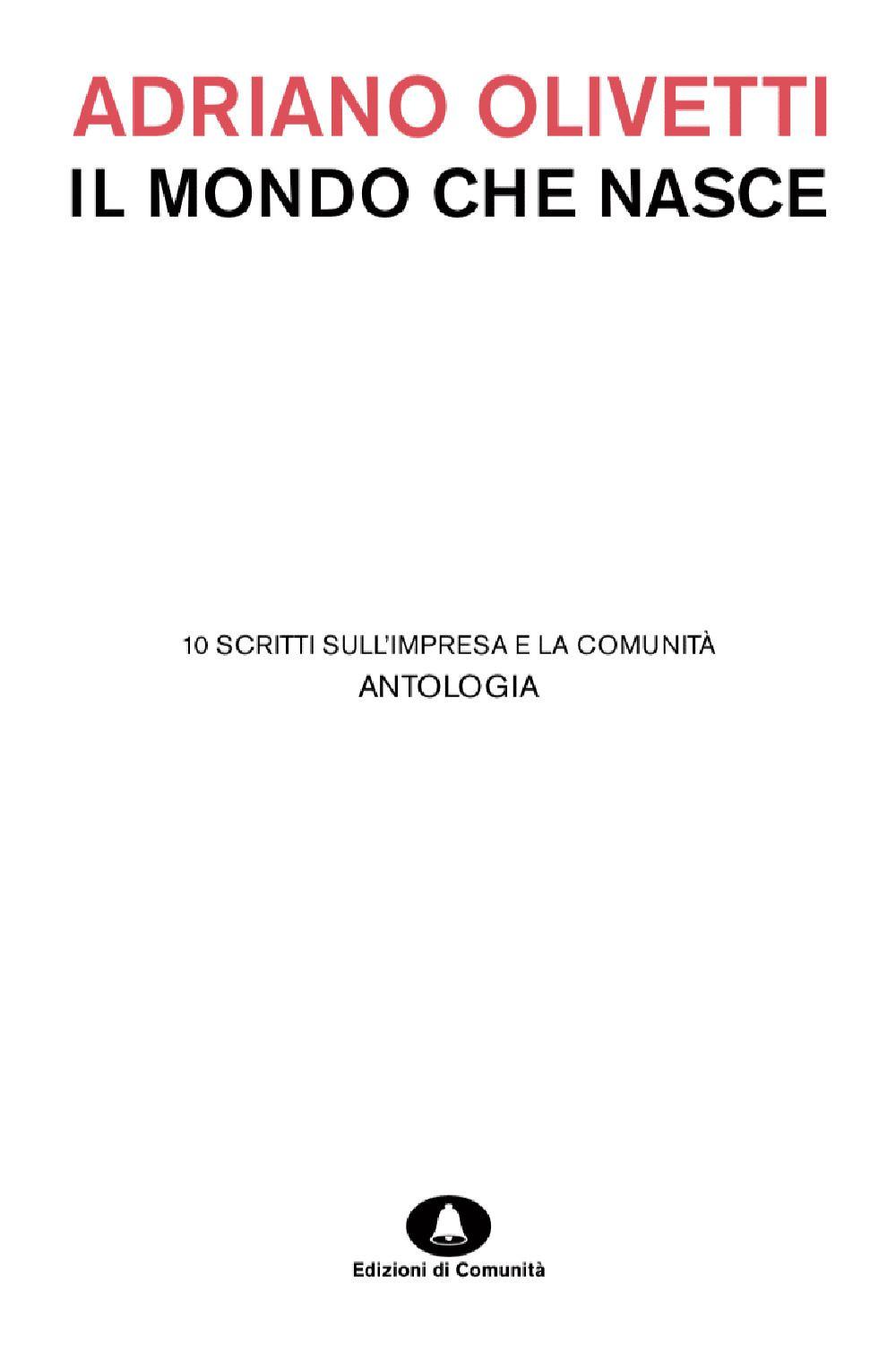 Vorderes Coverbild Il mondo che nasce. 10 scritti sull'impresa e la comunità