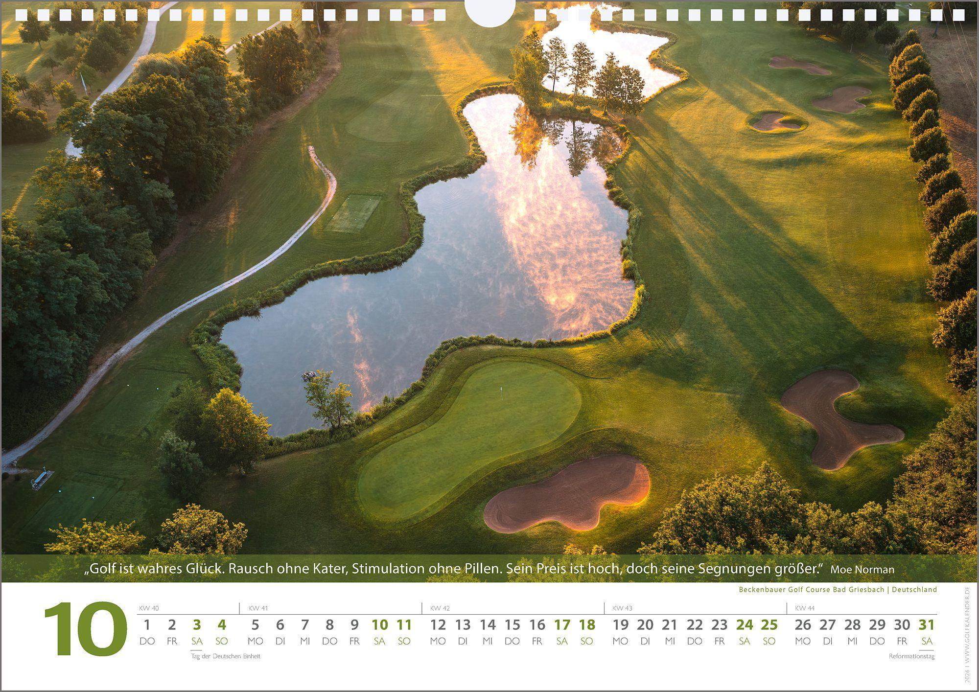Beispielinhalt (Bild) Golf 2026 Zitate Kalender - Golfkalender mit Zitaten