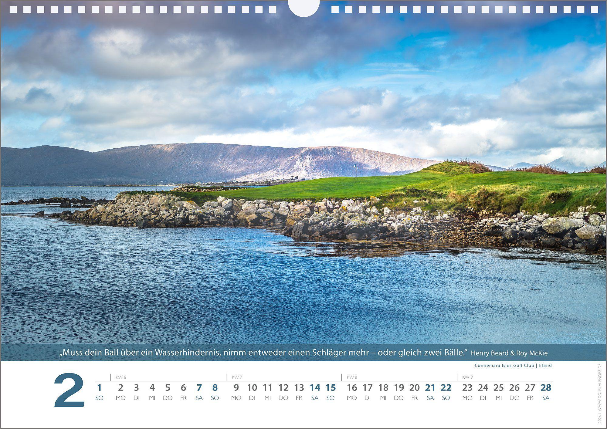 Beispielinhalt (Bild) Golf 2026 Zitate Kalender - Golfkalender mit Zitaten