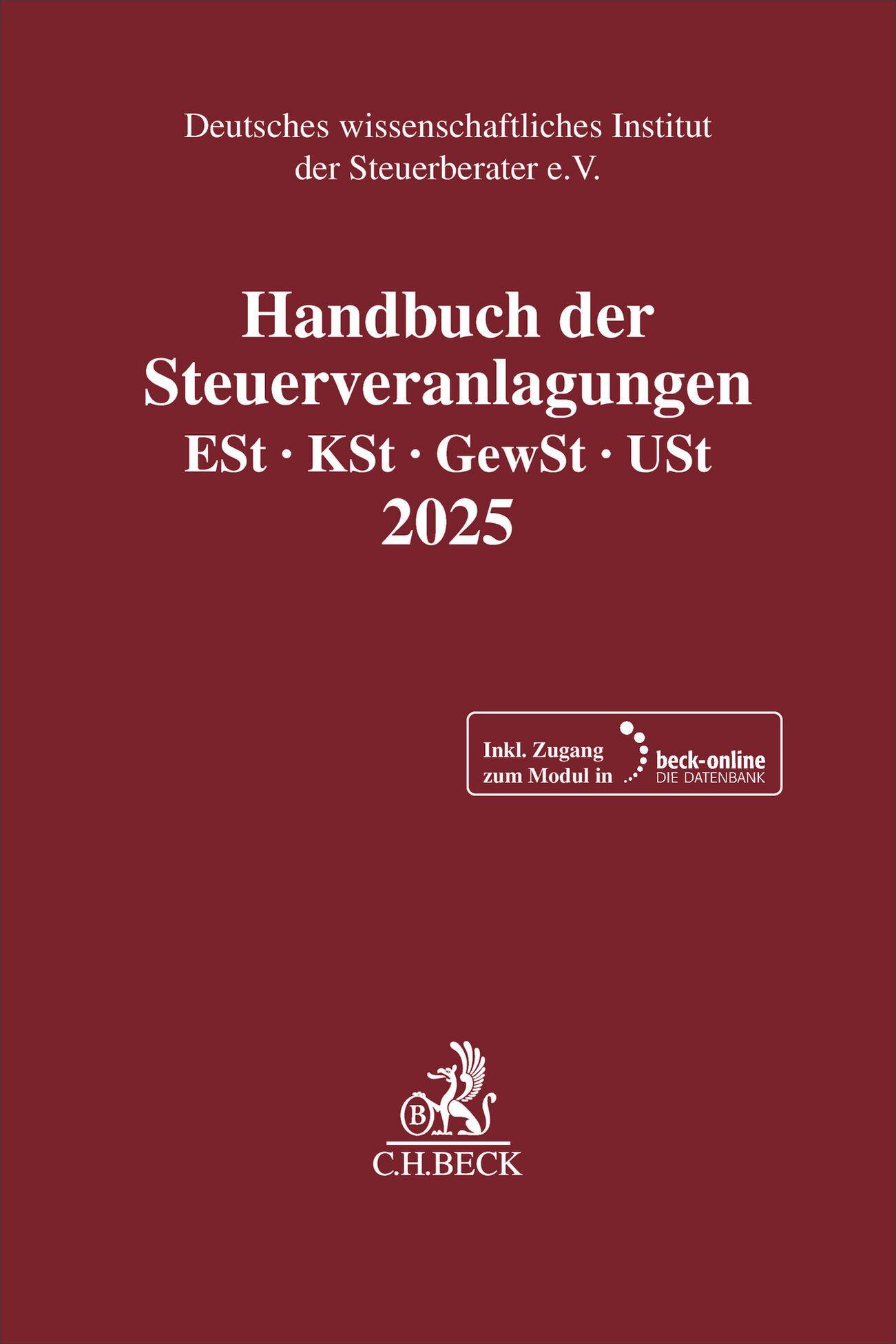 Vorderes Coverbild Handbuch der Steuerveranlagungen 2025