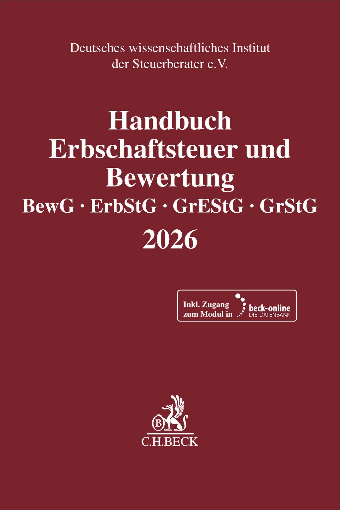 Vorderes Coverbild Handbuch Erbschaftsteuer und Bewertung 2026. BewG, ErbStG, GrEStG, GrStG 2026
