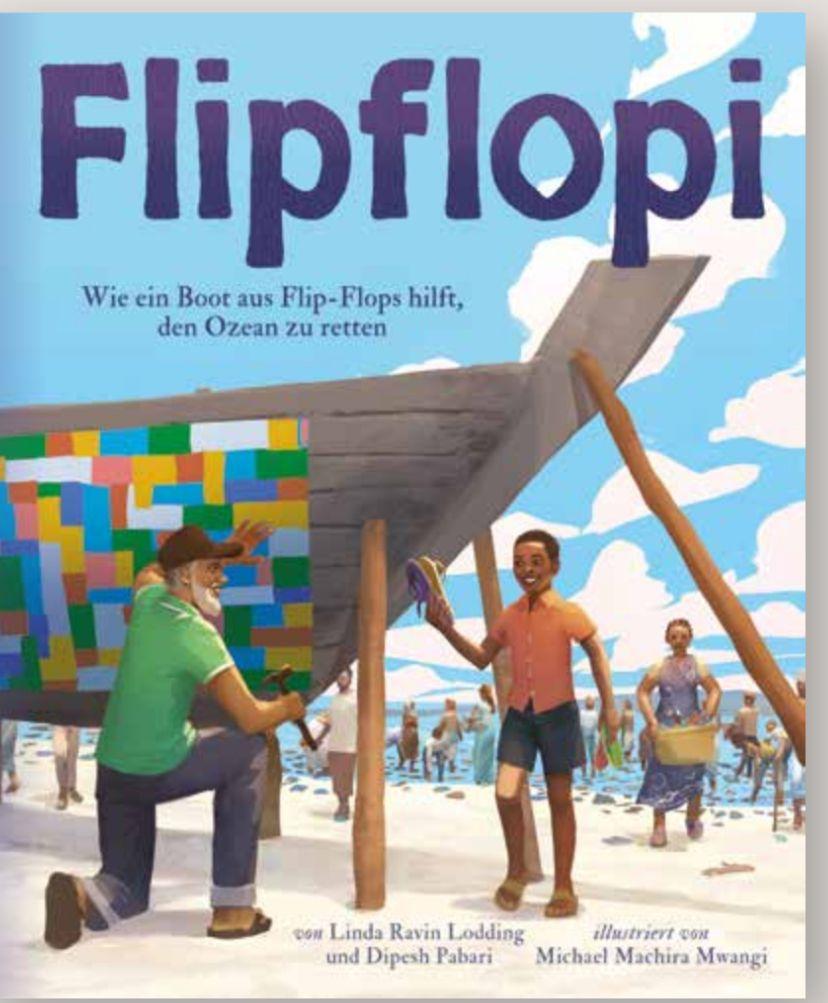 Vorderes Coverbild Flipflopi. Wie ein Boot aus Flip-Flops hilft, den Ozean zu retten