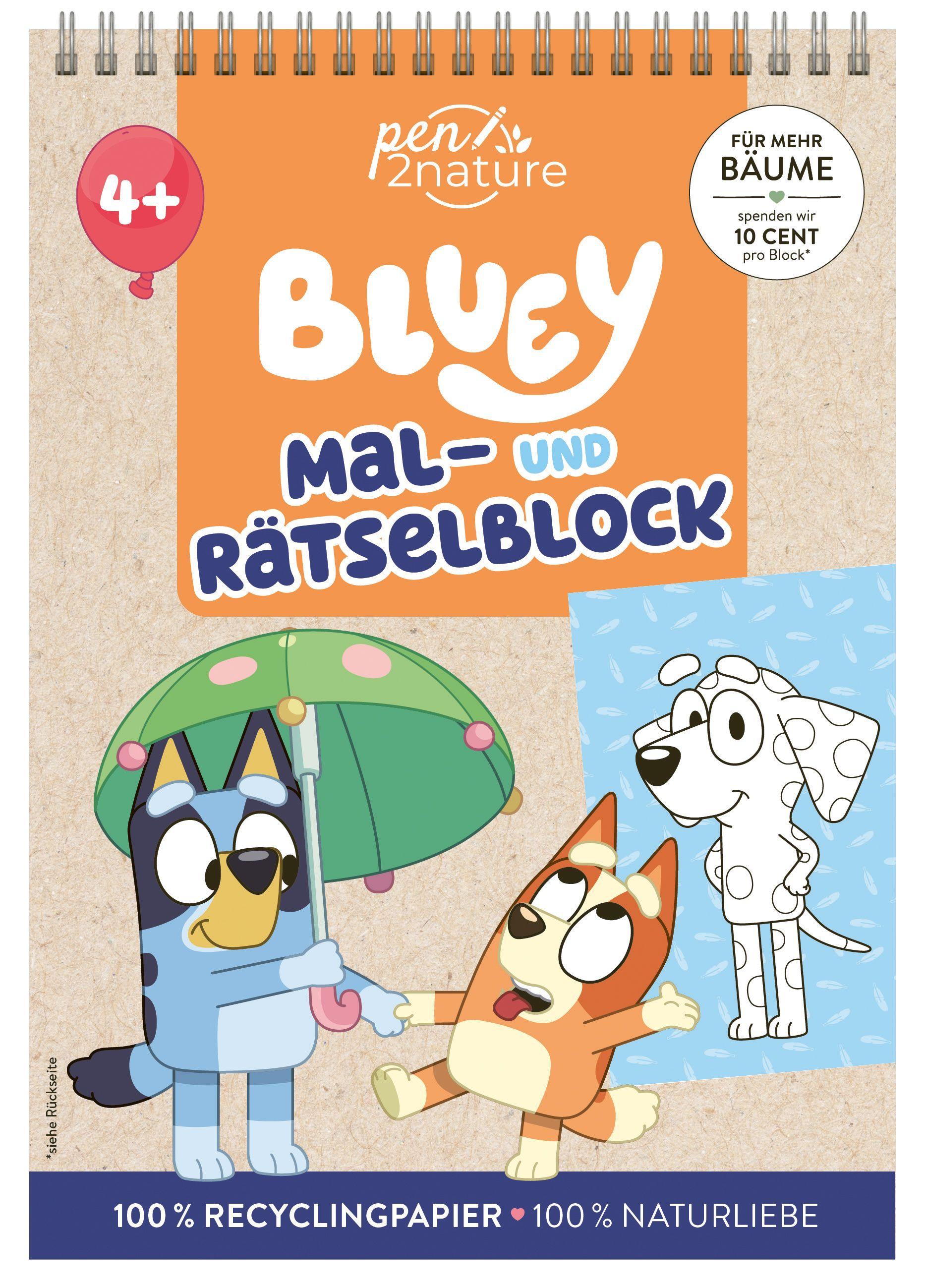 Vorderes Coverbild Bluey Mal- und Rätselblock