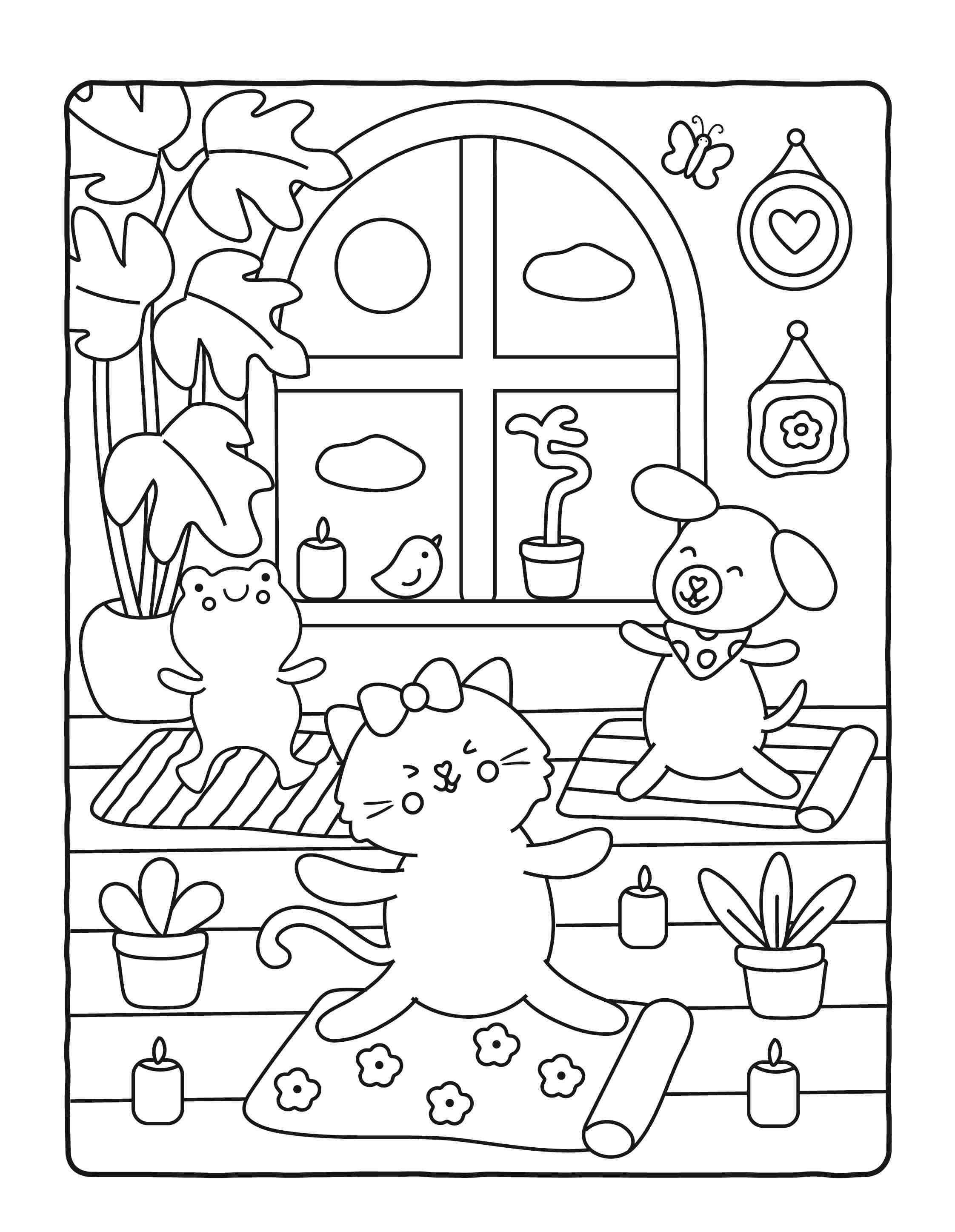 Beispielinhalt (Bild) Cozy Friends: Wohlfühl-Malblock Cozy Coloring | Ausmalen und entspannen