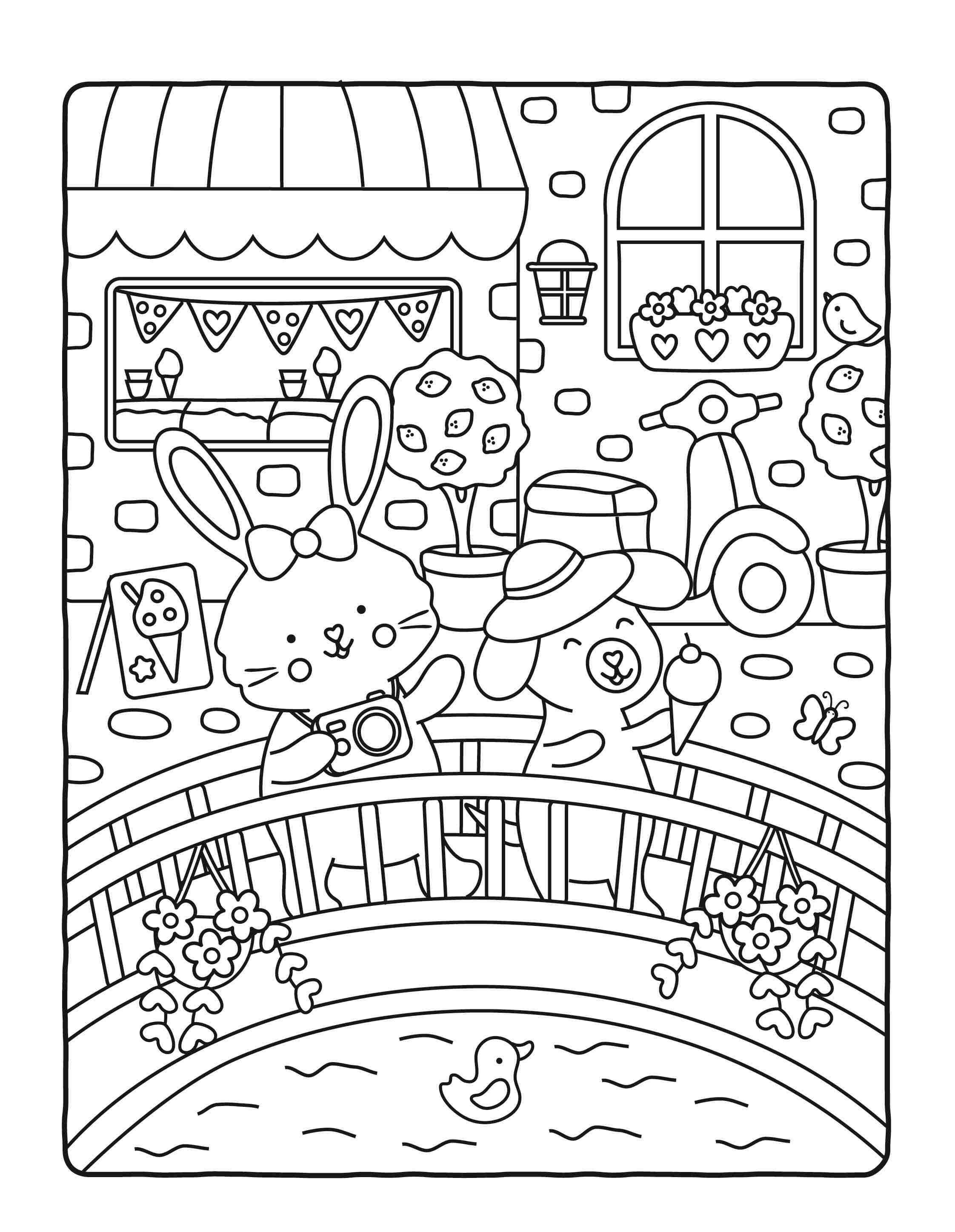 Beispielinhalt (Bild) Cozy Friends: Wohlfühl-Malblock Cozy Coloring | Ausmalen und entspannen