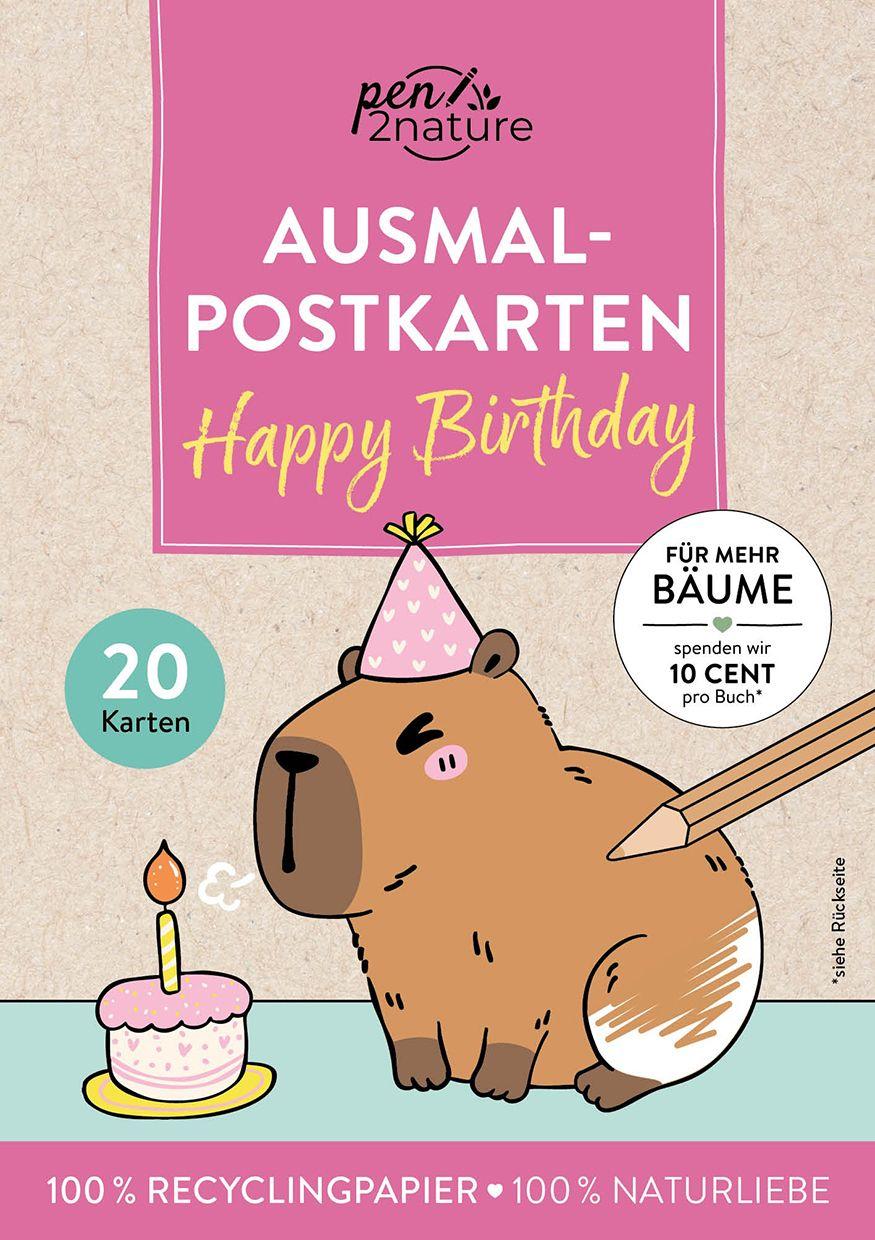Vorderes Coverbild Ausmal-Postkarten Happy Birthday