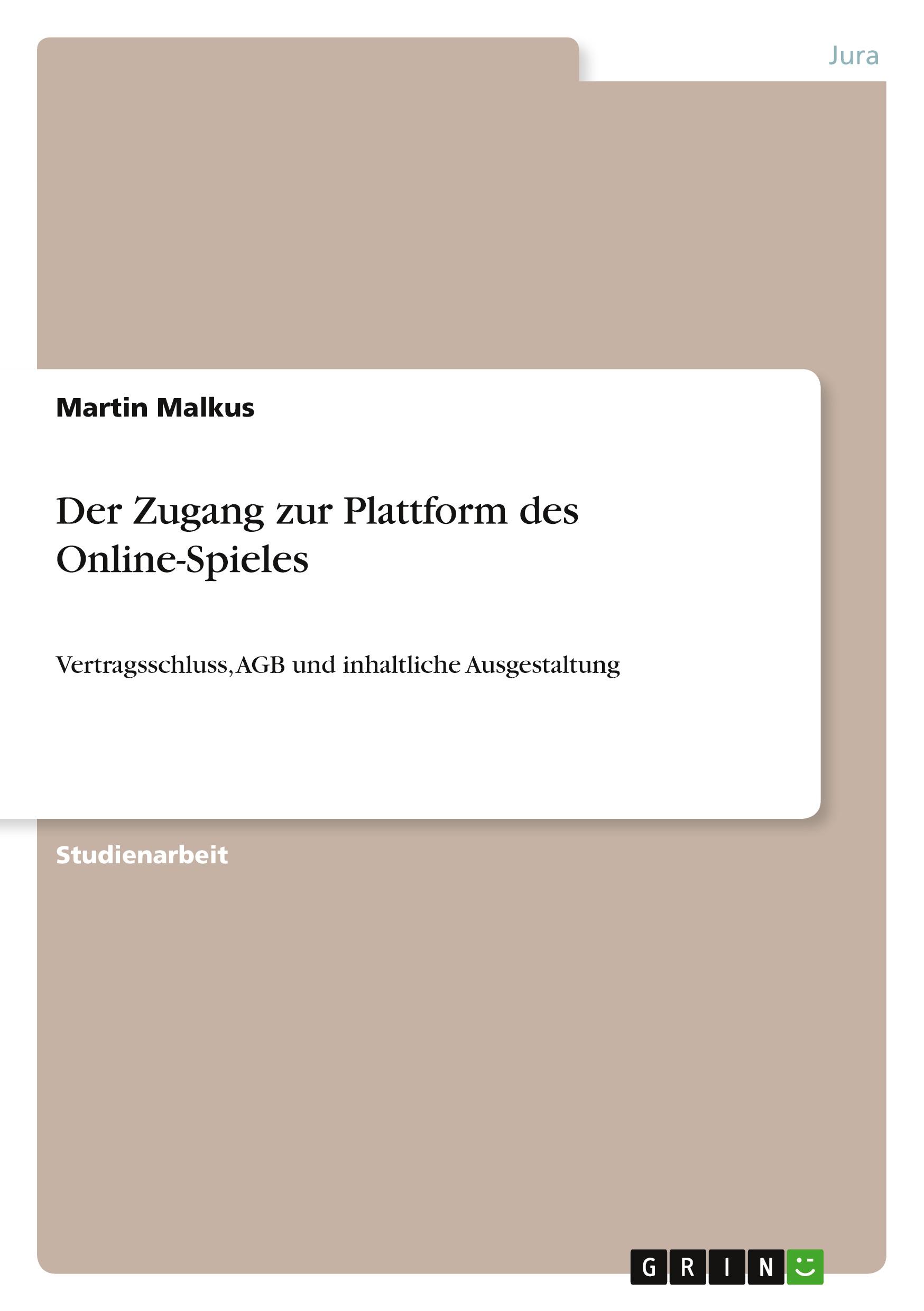 Vorderes Coverbild Der Zugang zur Plattform des Online-Spieles