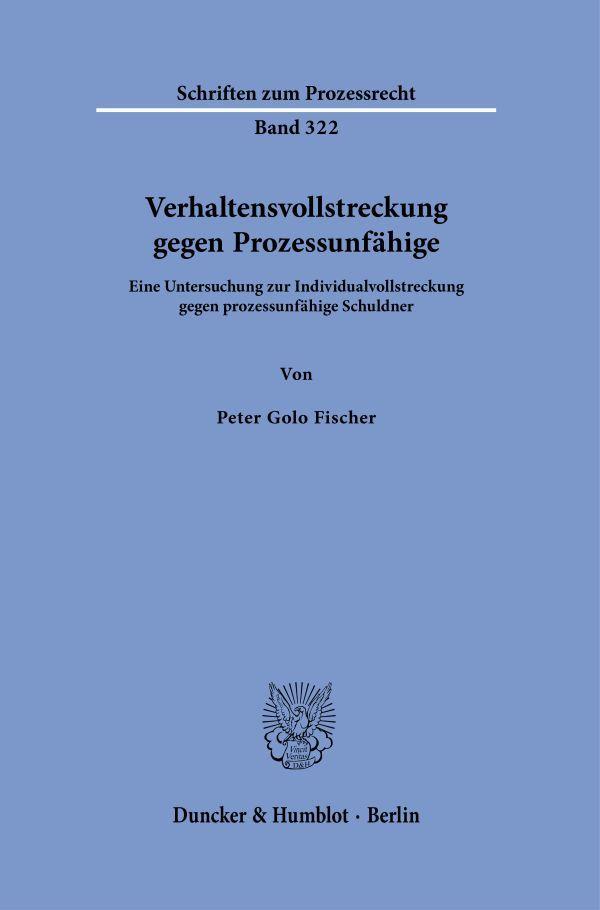 Vorderes Coverbild Verhaltensvollstreckung gegen Prozessunfähige