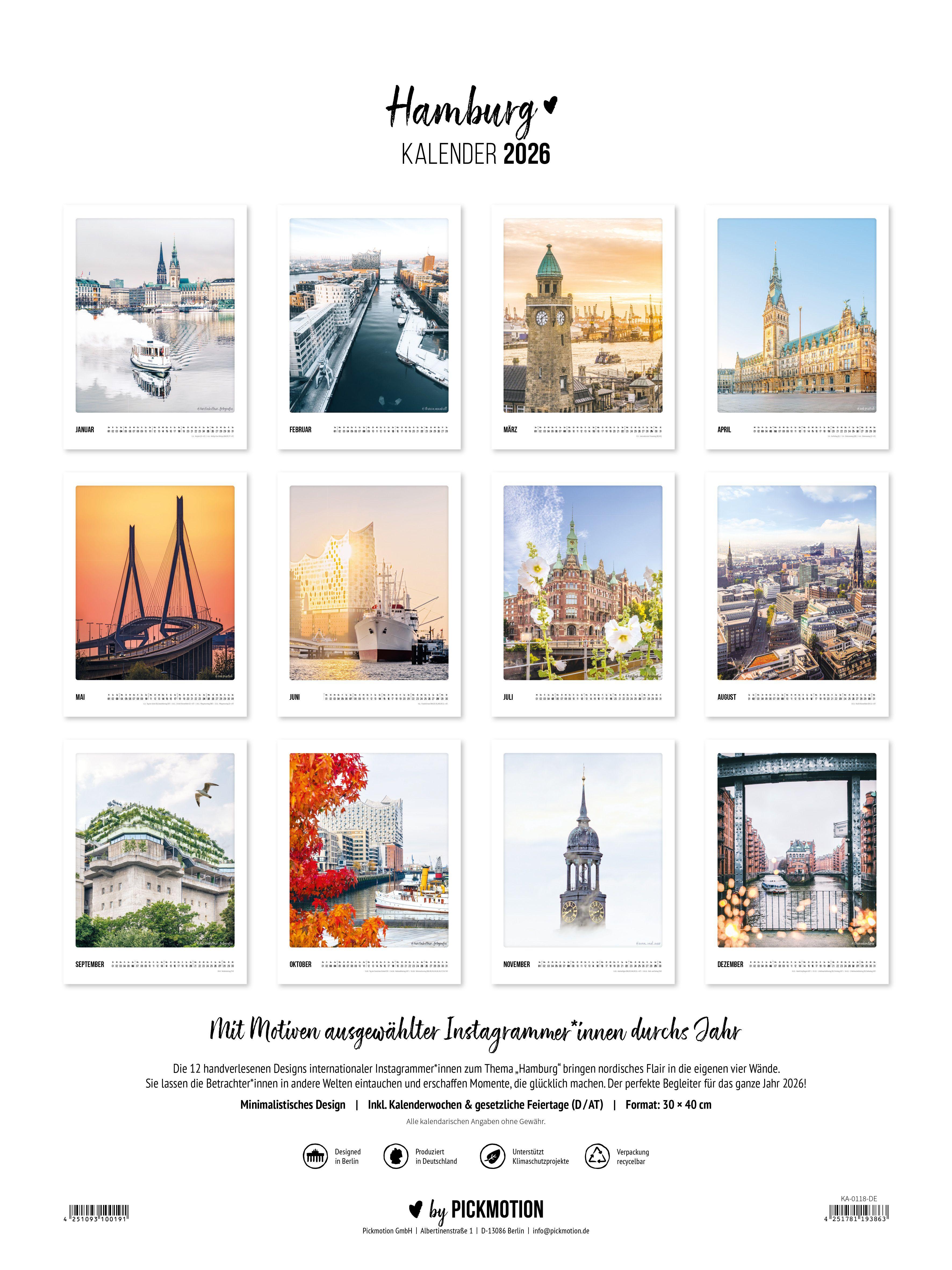 Beispielinhalt (Bild) Wandkalender 2026 - Hamburg