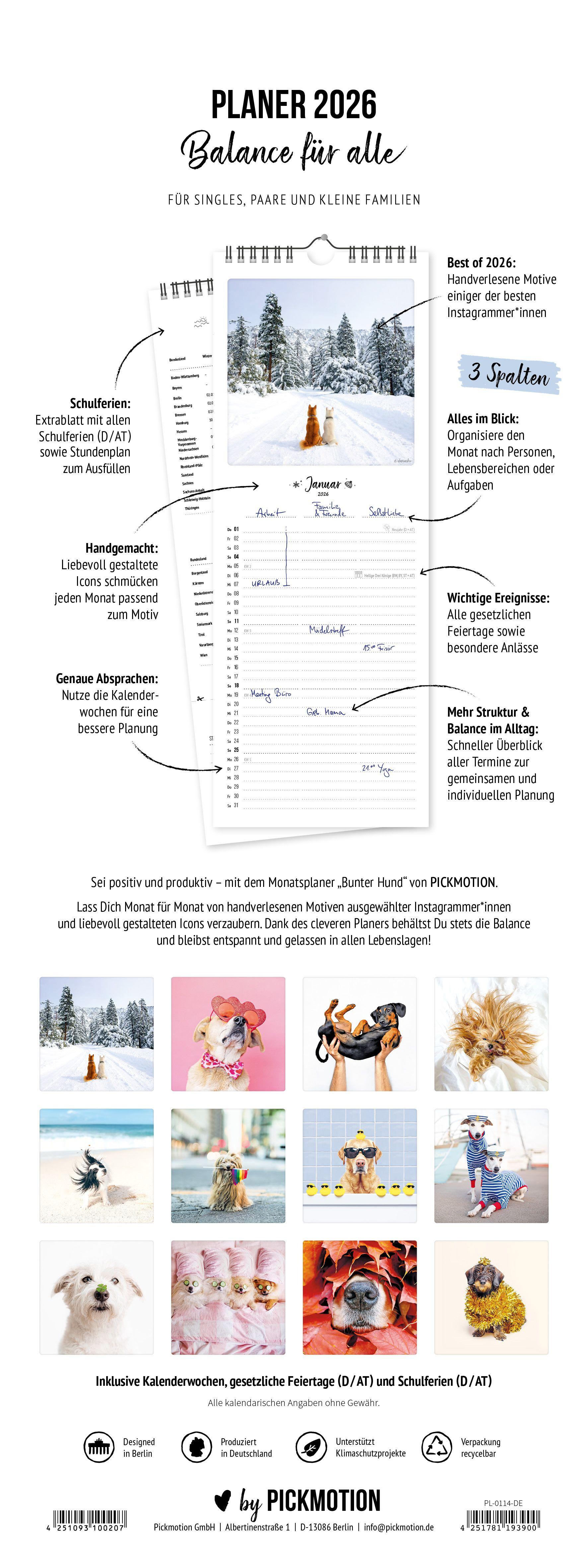 Beispielinhalt (Bild) Planer 2026 - Bunter Hund