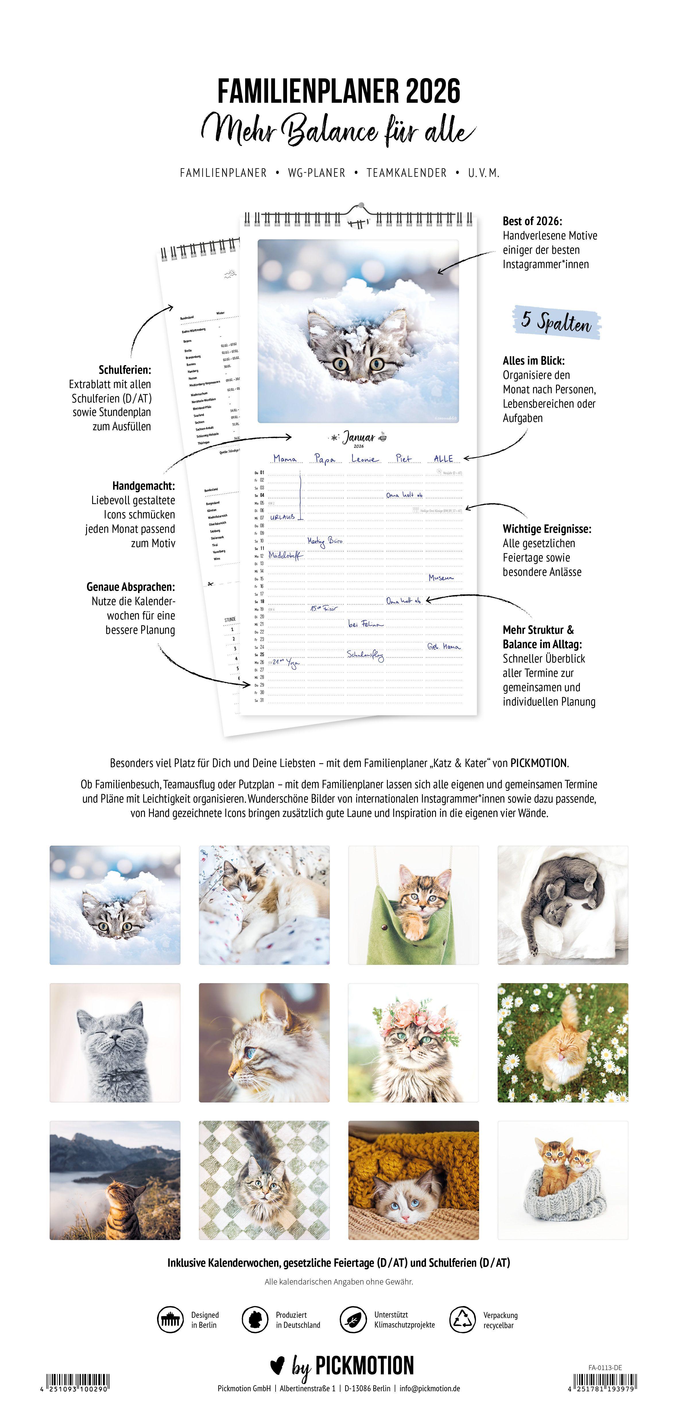 Beispielinhalt (Bild) Familienplaner 2026 - Katz & Kater