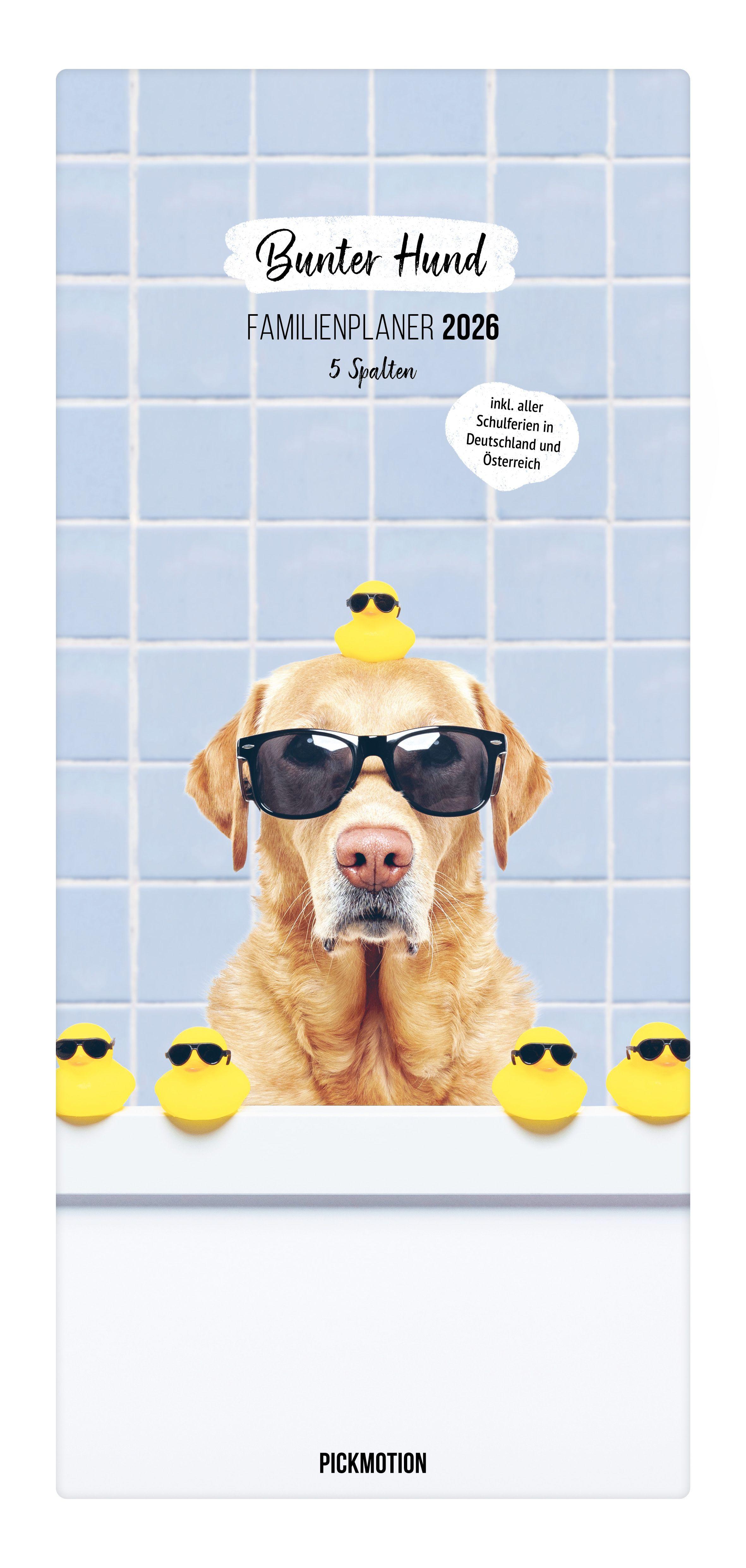 Vorderes Coverbild Familienplaner 2026 - Bunter Hund