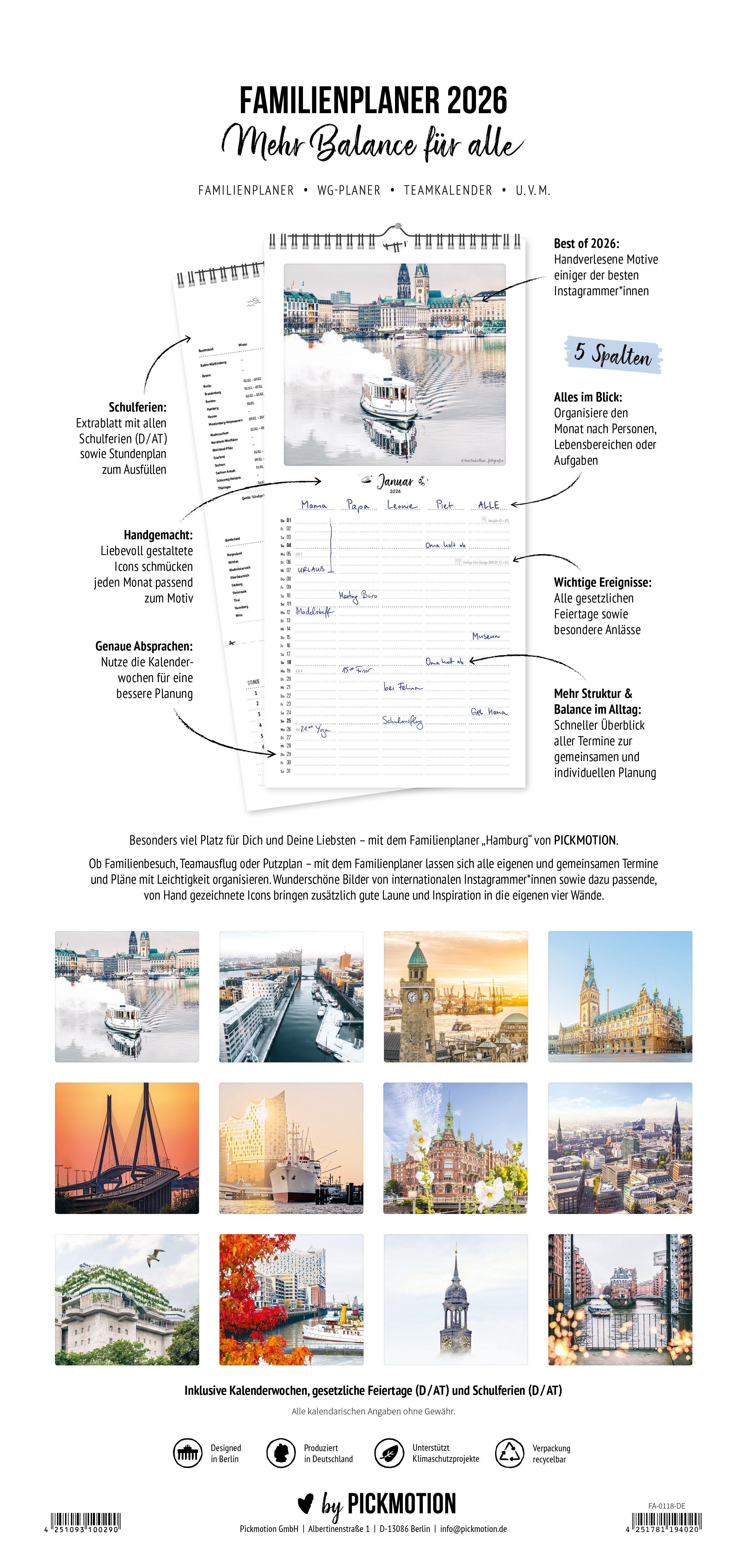 Beispielinhalt (Bild) Familienplaner 2026 - Hamburg