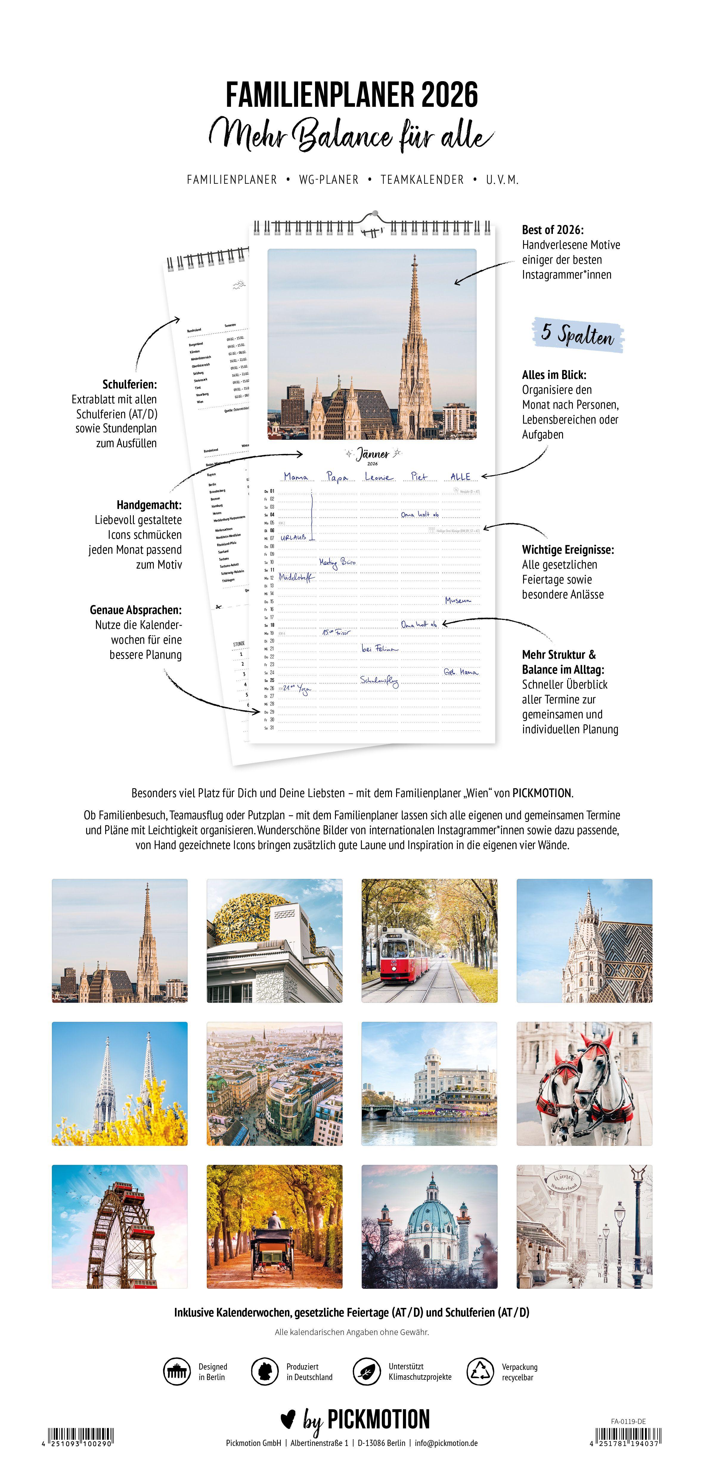 Beispielinhalt (Bild) Familienplaner 2026 - Wien