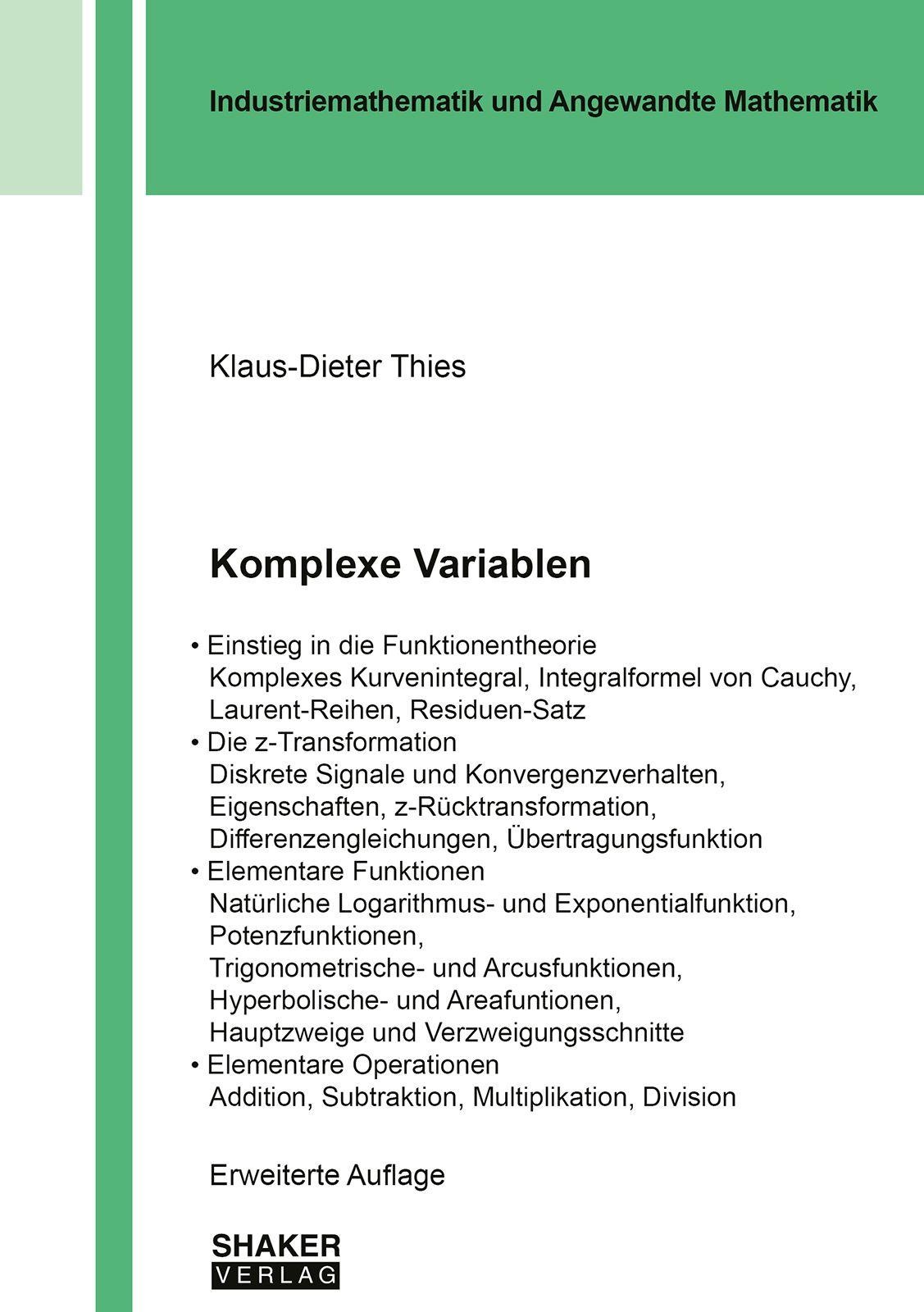 Vorderes Coverbild Komplexe Variablen