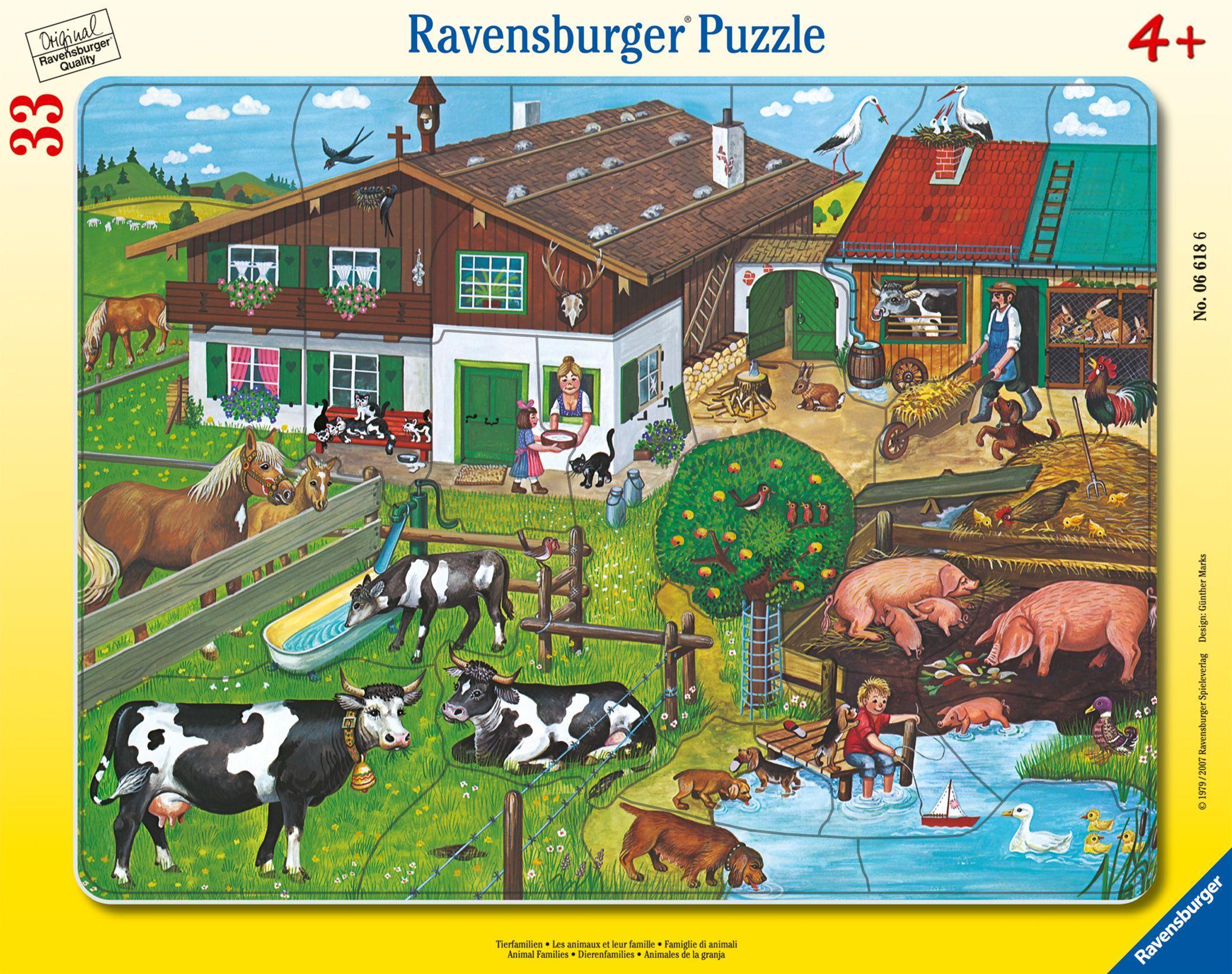 Vorderes Coverbild Tierfamilien. Puzzle mit 33 Teilen
