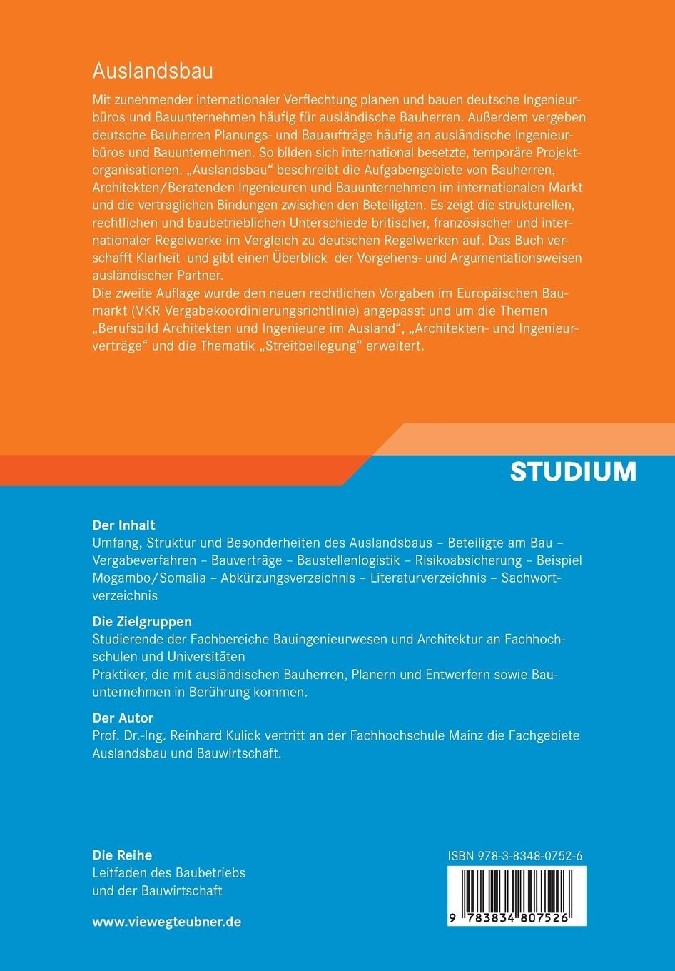 Rückseitencover Auslandsbau